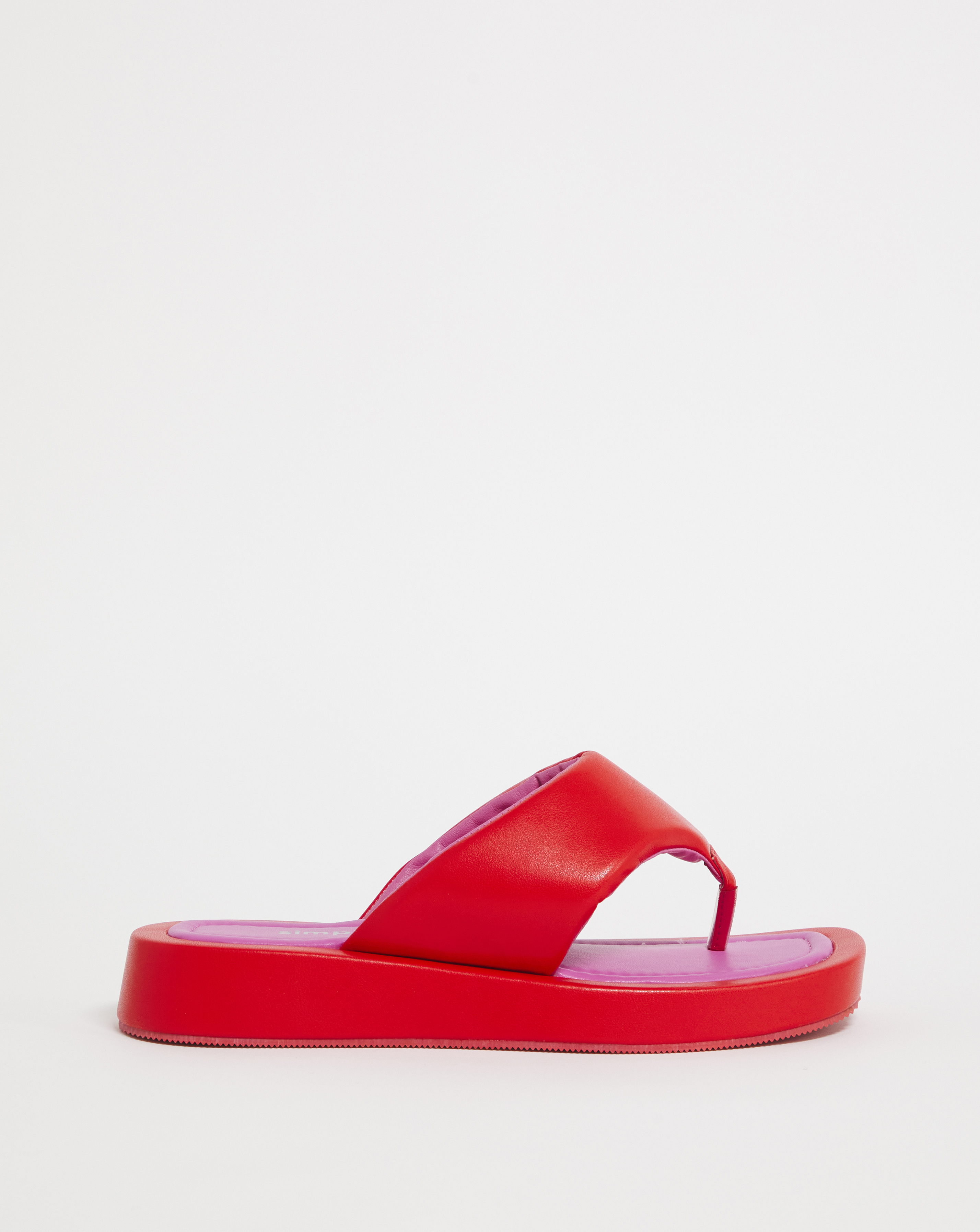 Simply Be Volume Toe Post Sandals Wide In Red | UK Size 6 Women's
