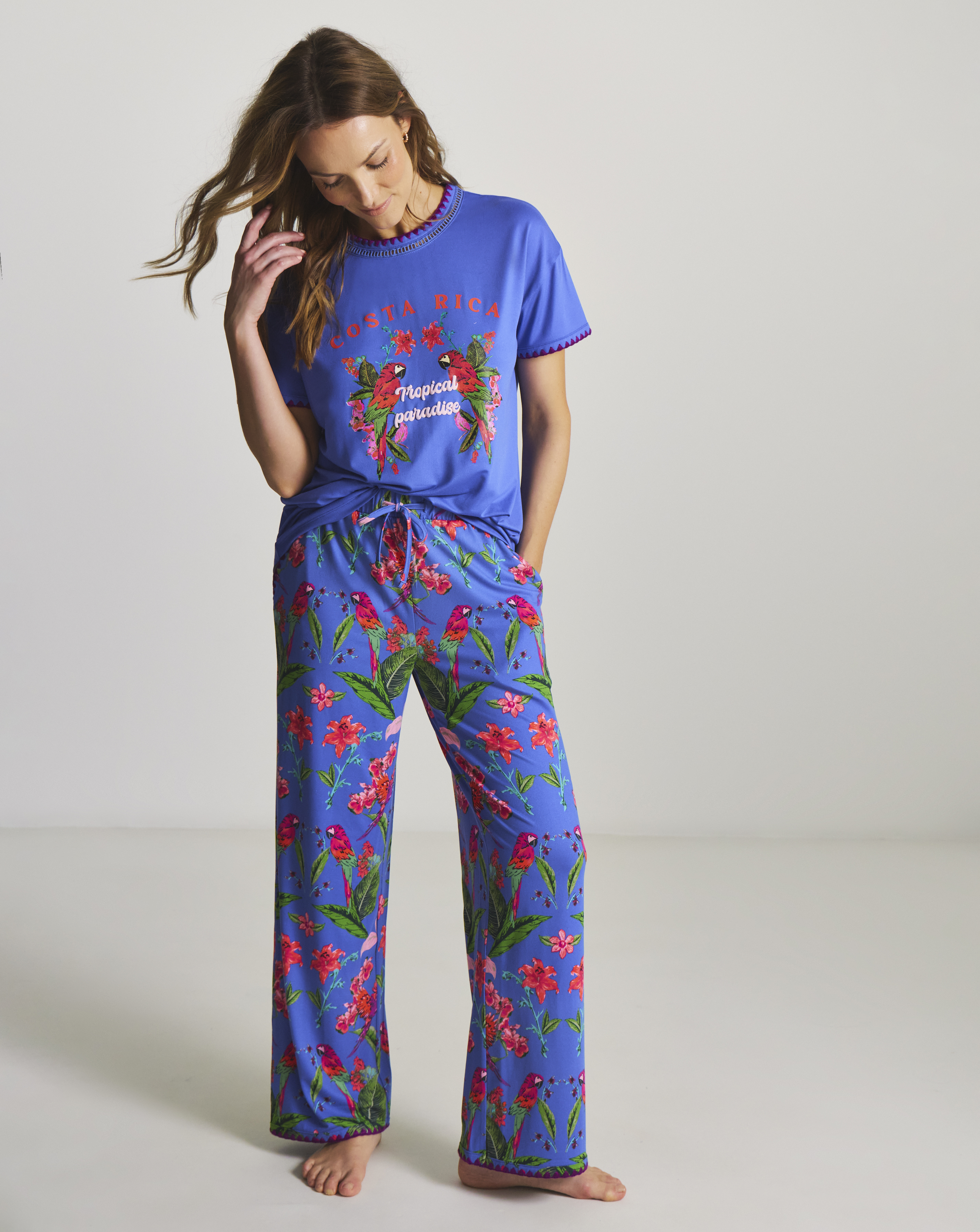 Figleaves Parrot Blanket Stitch Pyjama