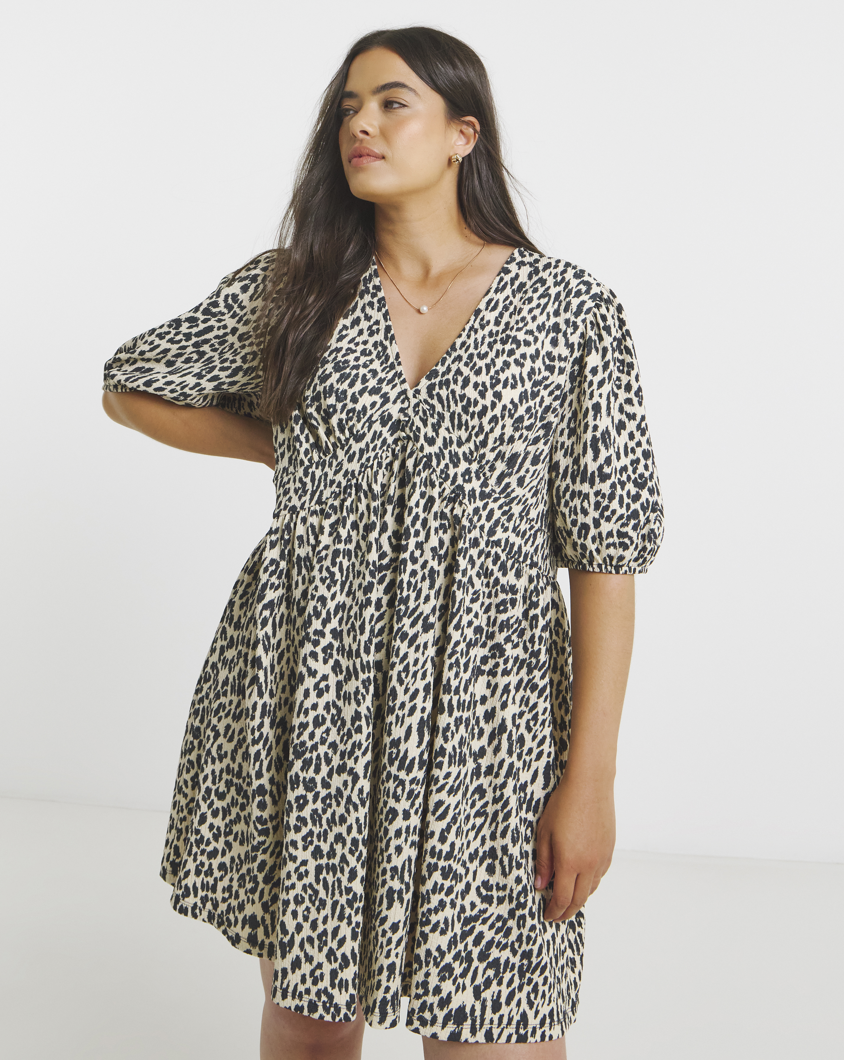 Waffle Waist Detail Skater Dress