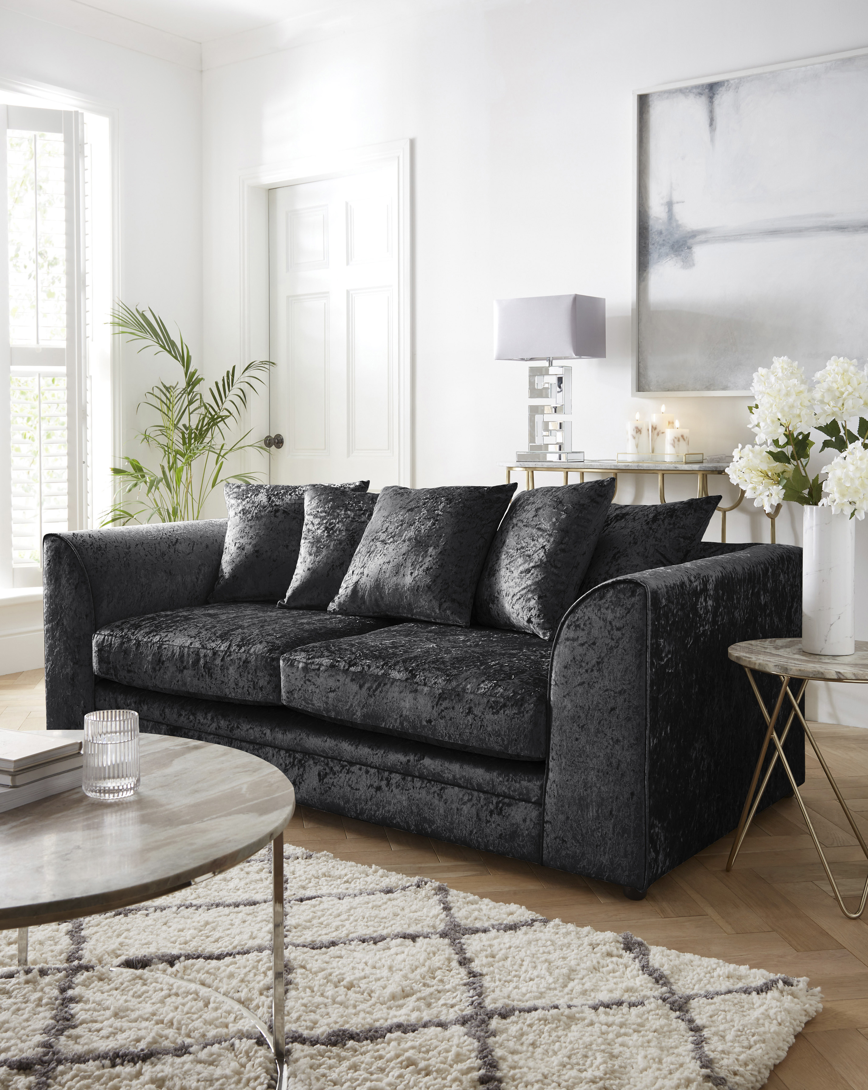 Chicago Crushed Velvet 3 Seater Sofa