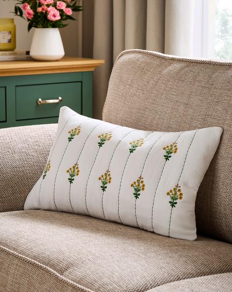 Fern. Quilted Floral Boudoir Cushion