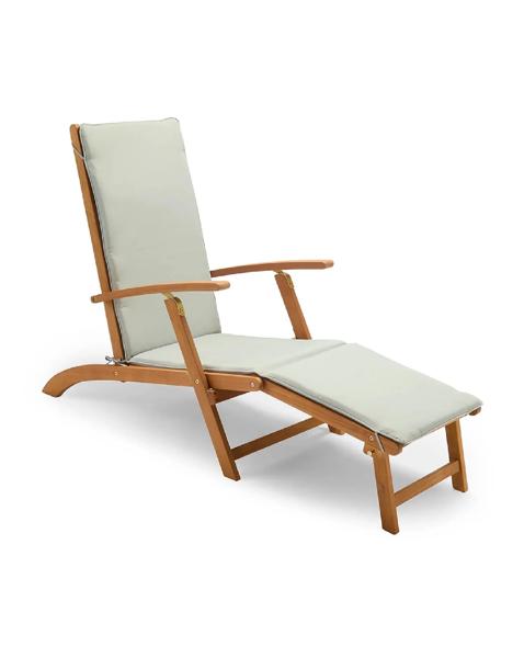 VonHaus Hudson Grey Garden Adjustable Sun Lounger with Cushion