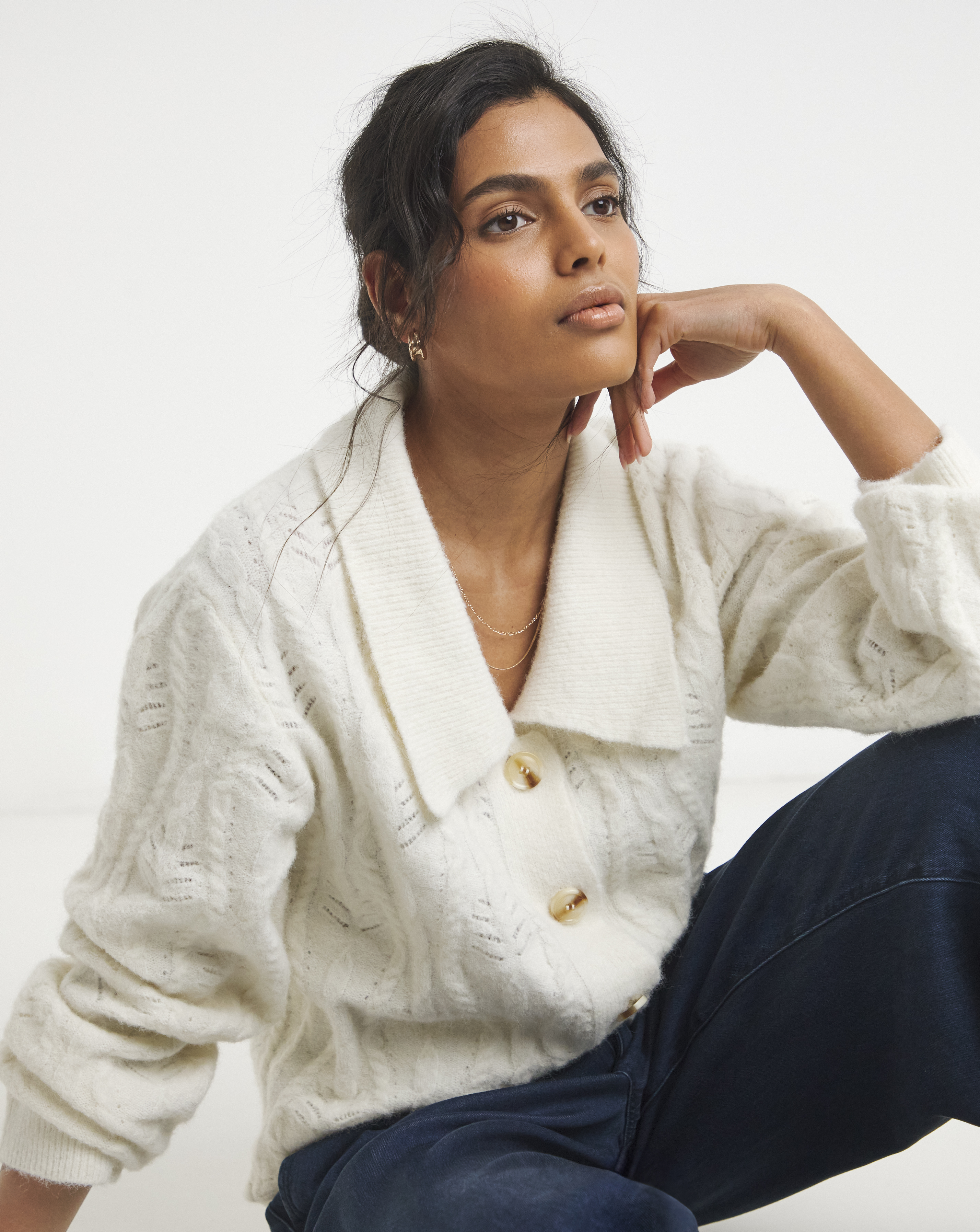 Simply Be Cable Knit Collar Cardigan