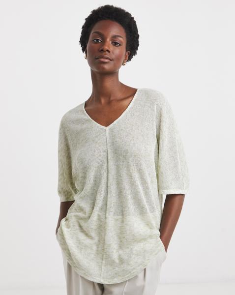 Space Dye Textured Curved Hem