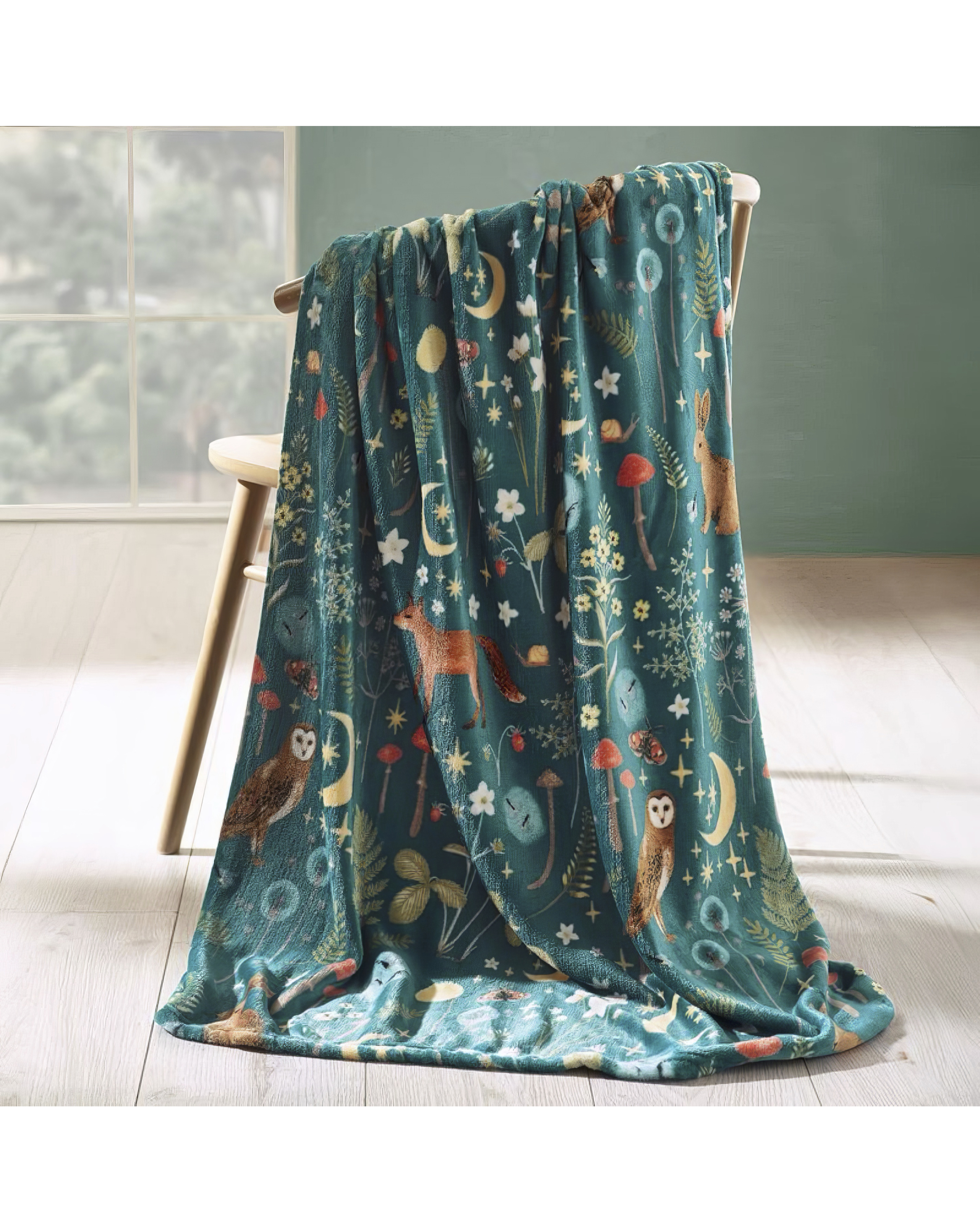 Catherine Lansfield Fleece Throw Green