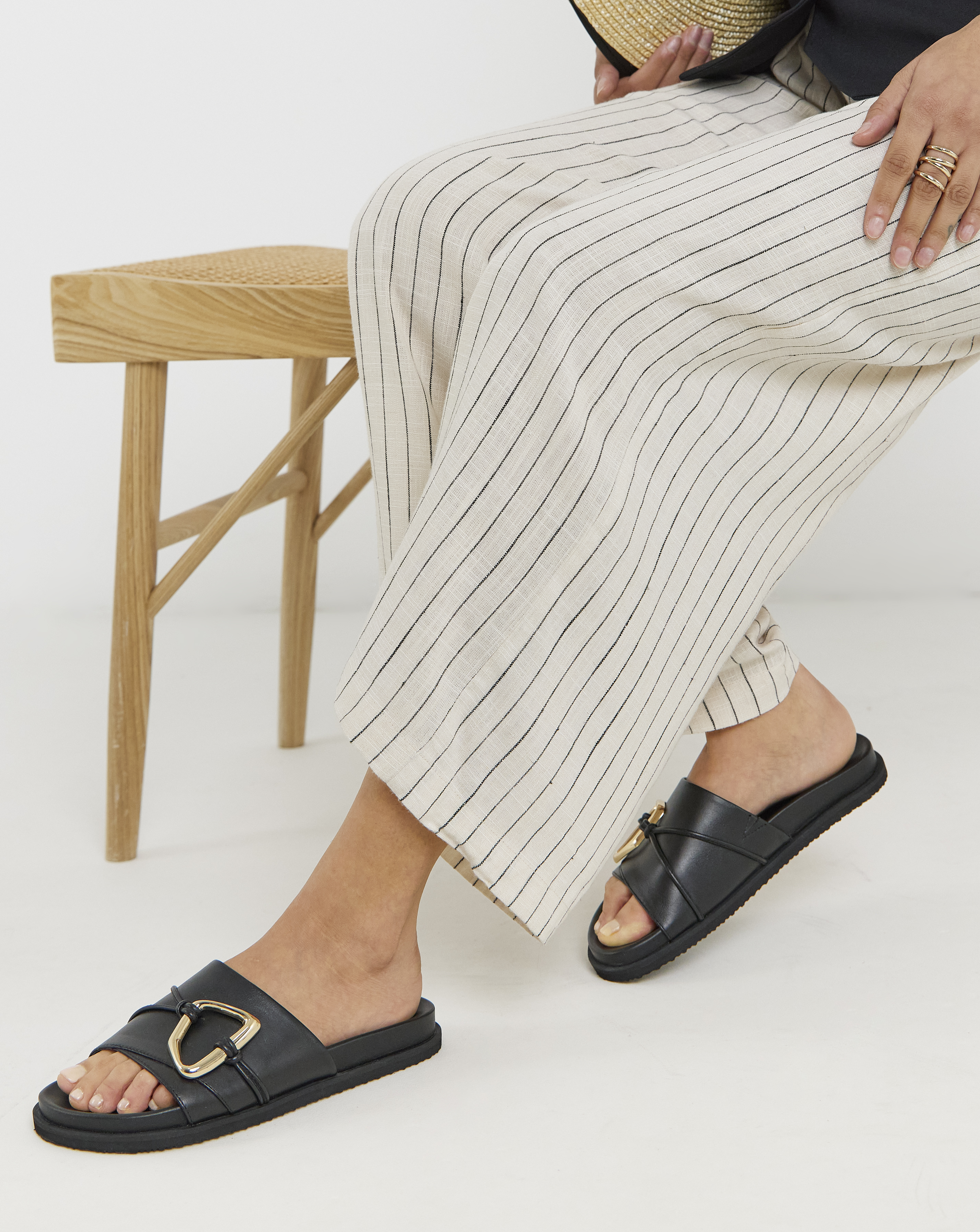 Oversized Trim Mule Sandal Wide
