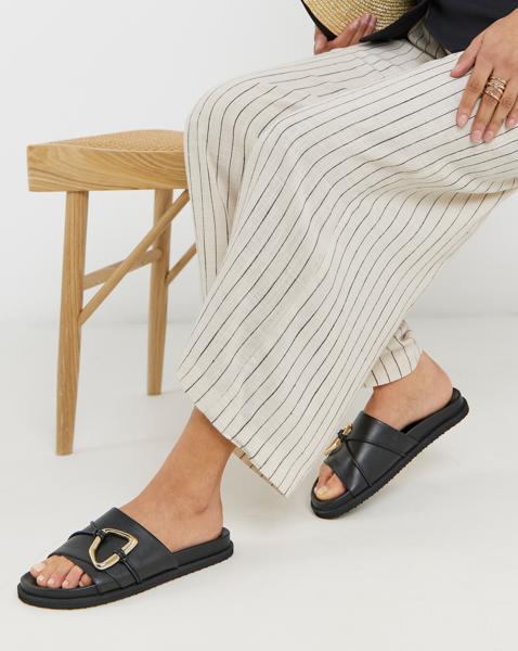 Oversized Trim Mule Sandal Wide