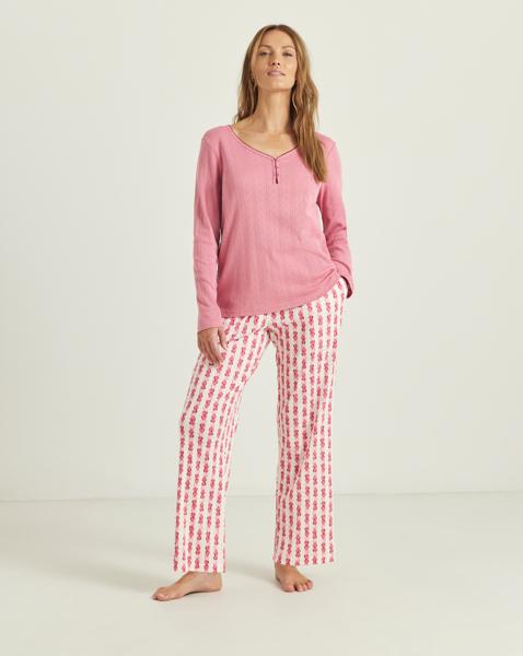 Pointelle Henley Top Heart Pyjama Set
