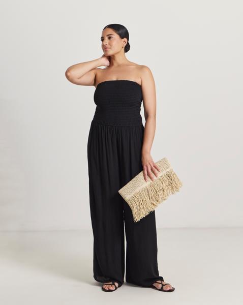 New In - Shirred Bandeau Beach Jumpsuit
