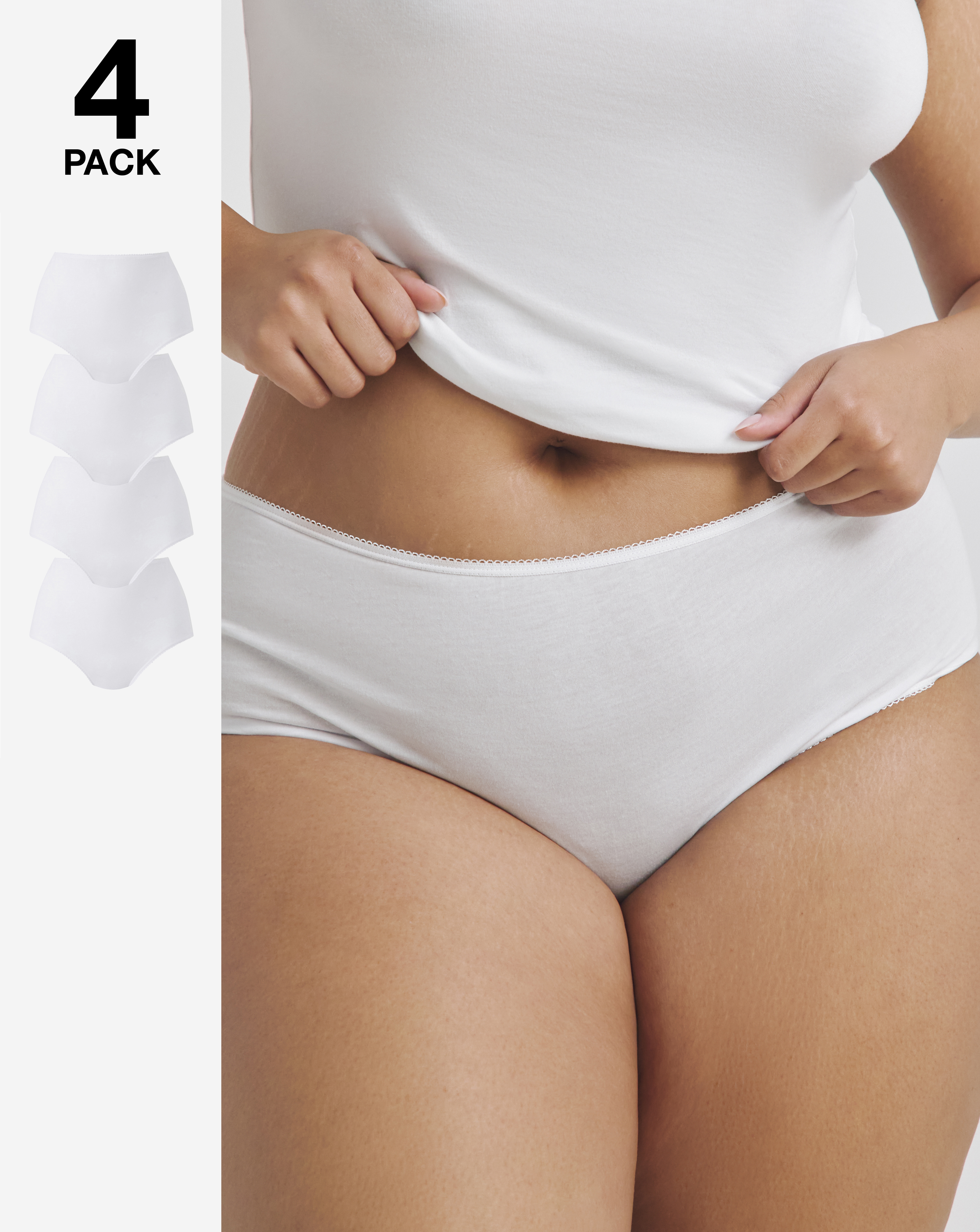 4 Pack White Full Fit Briefs