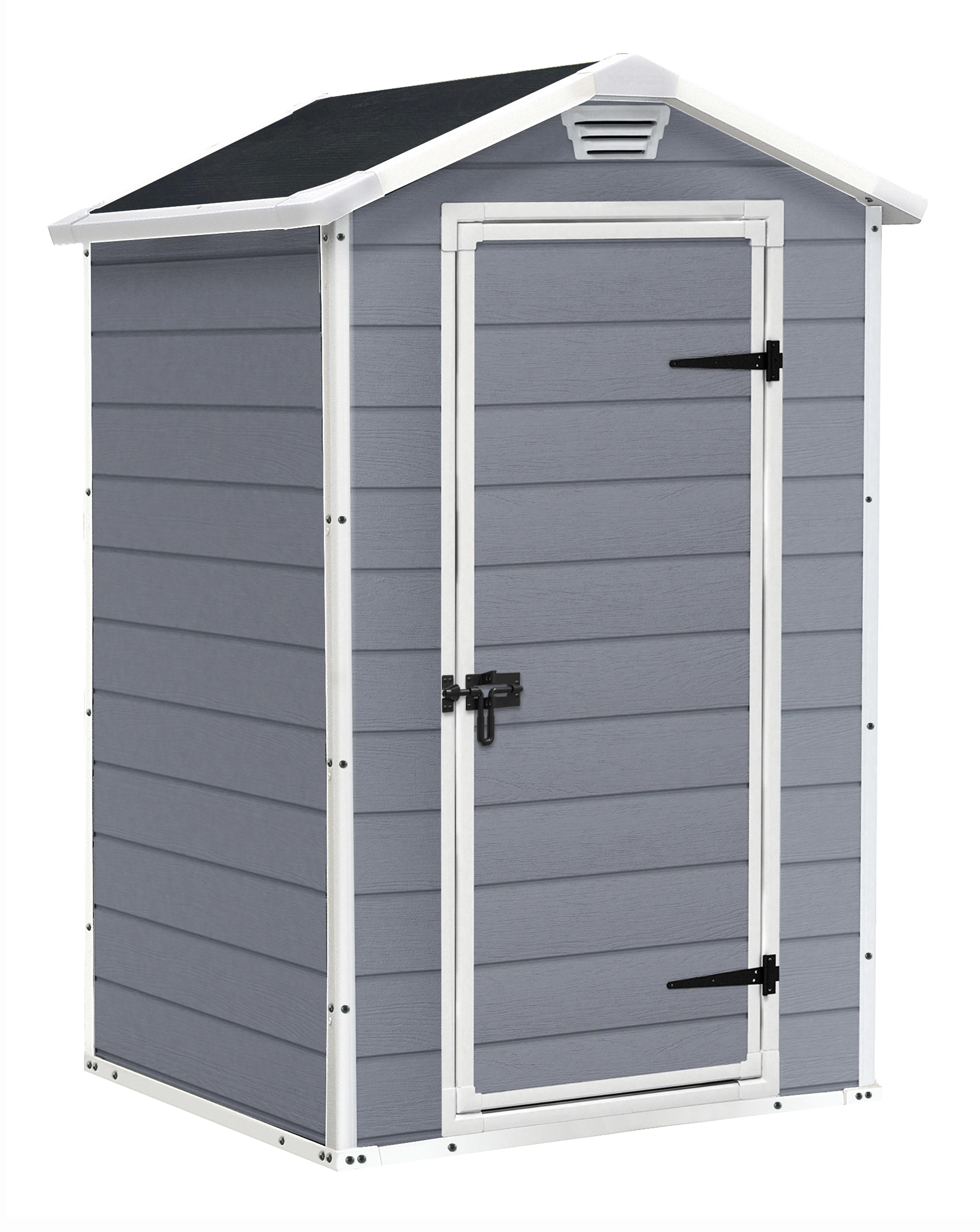 Keter Manor 4x3 Plastic Shed Grey - Single Door - Lockable - Maintenance-Free - Weatherproof
