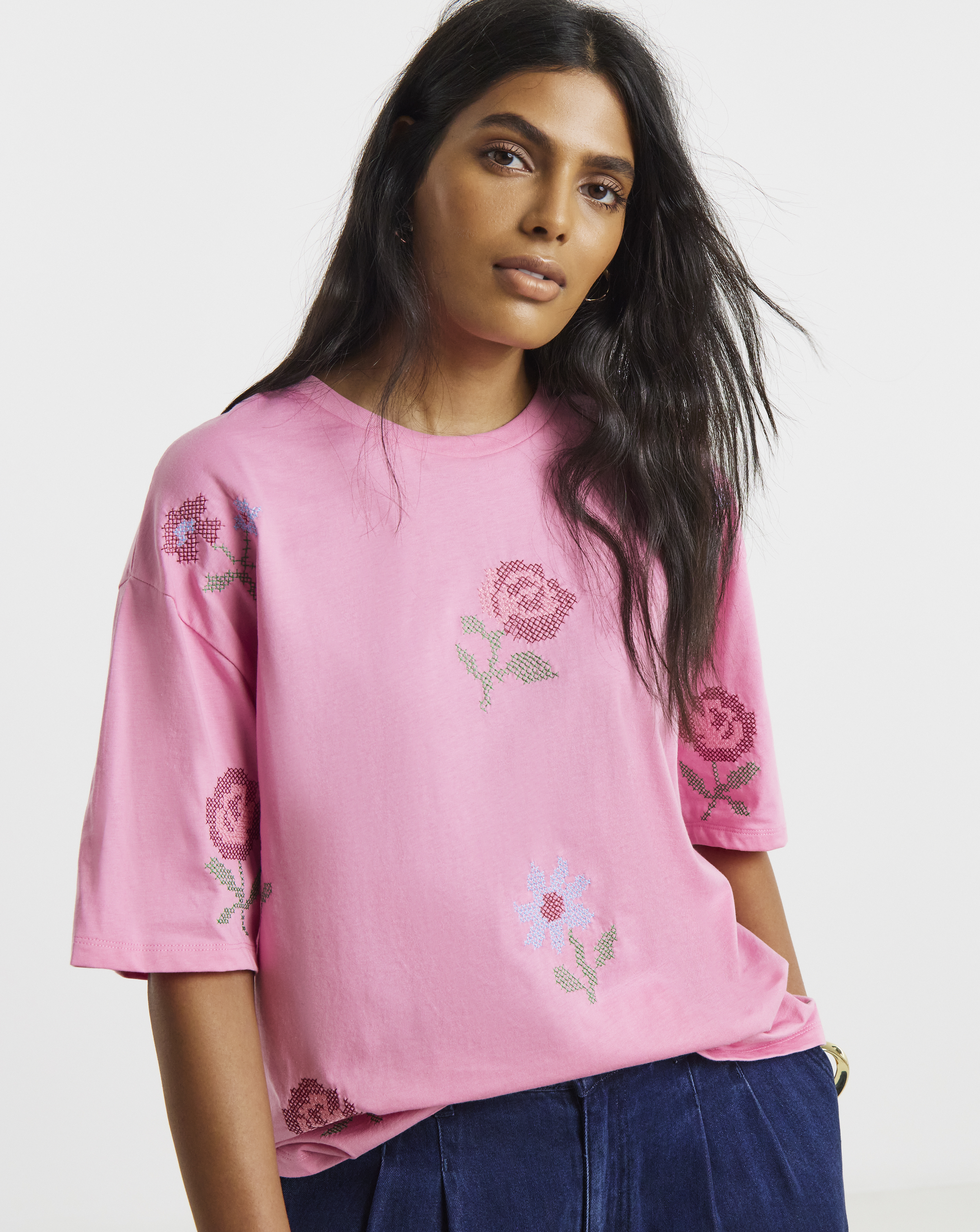 Cross Stitch Embroidered T-Shirt