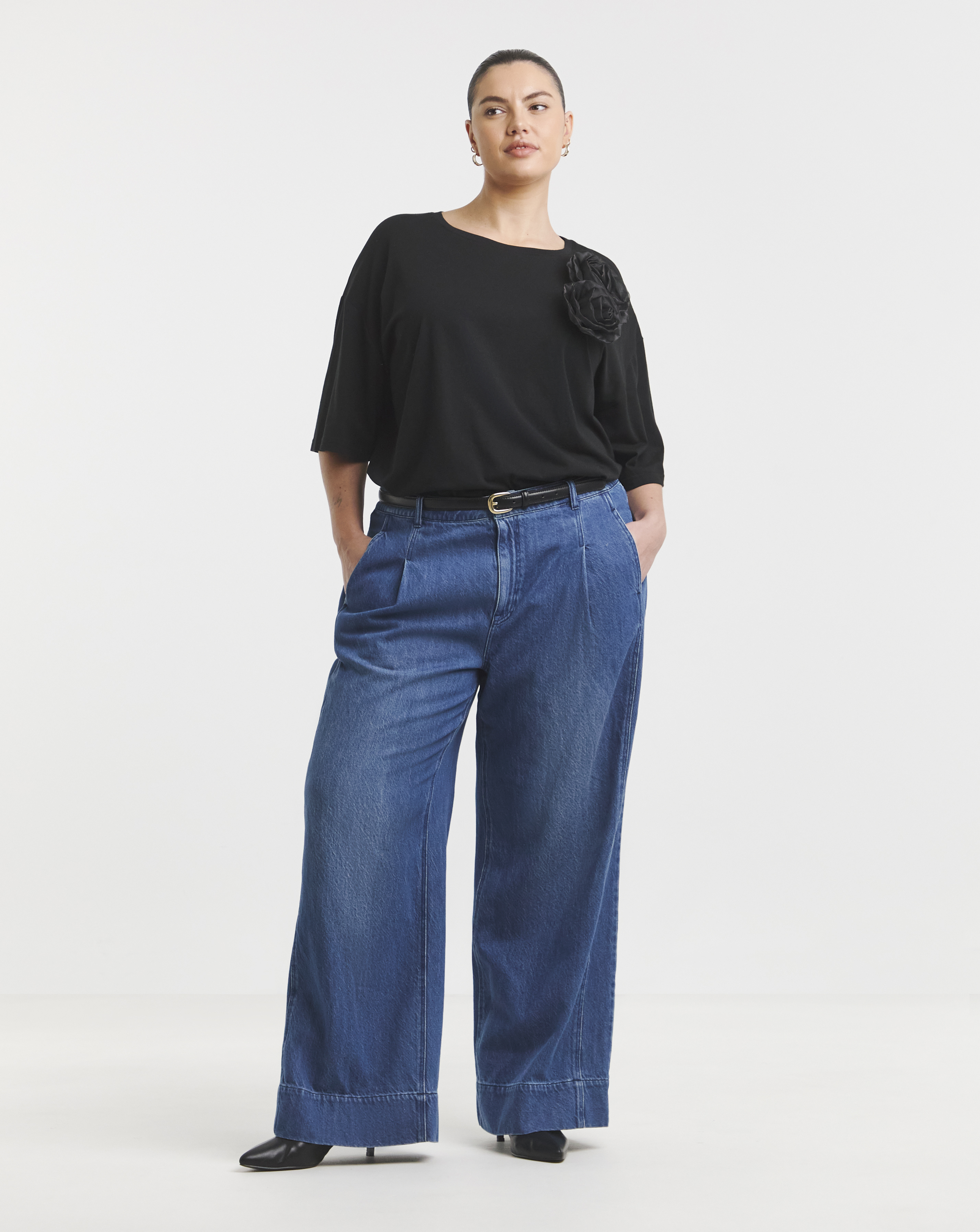 Simply Be Authentic Drape Wide Leg Jeans