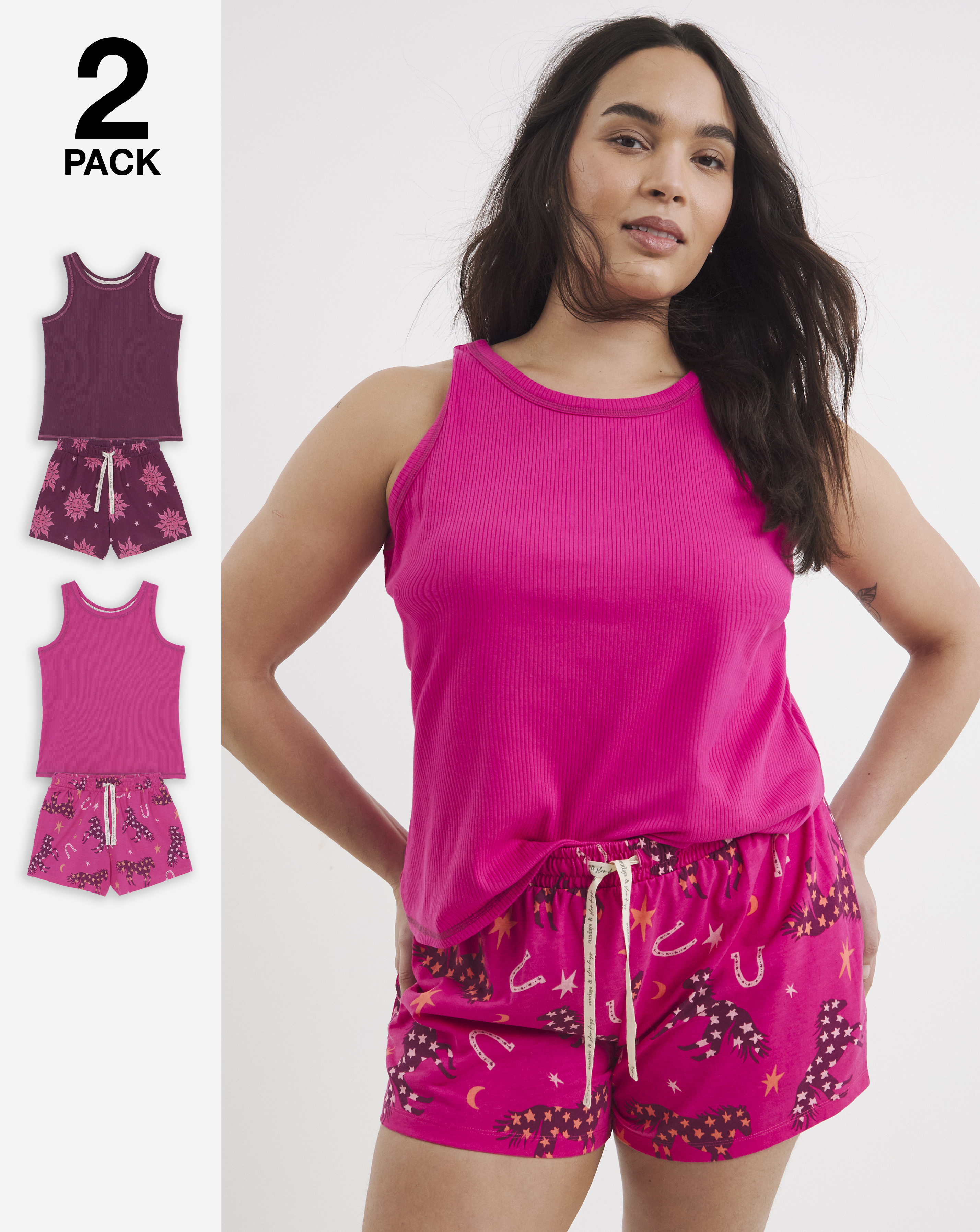 New In - Pretty Secrets 2 Pack Pyjama Short Sets