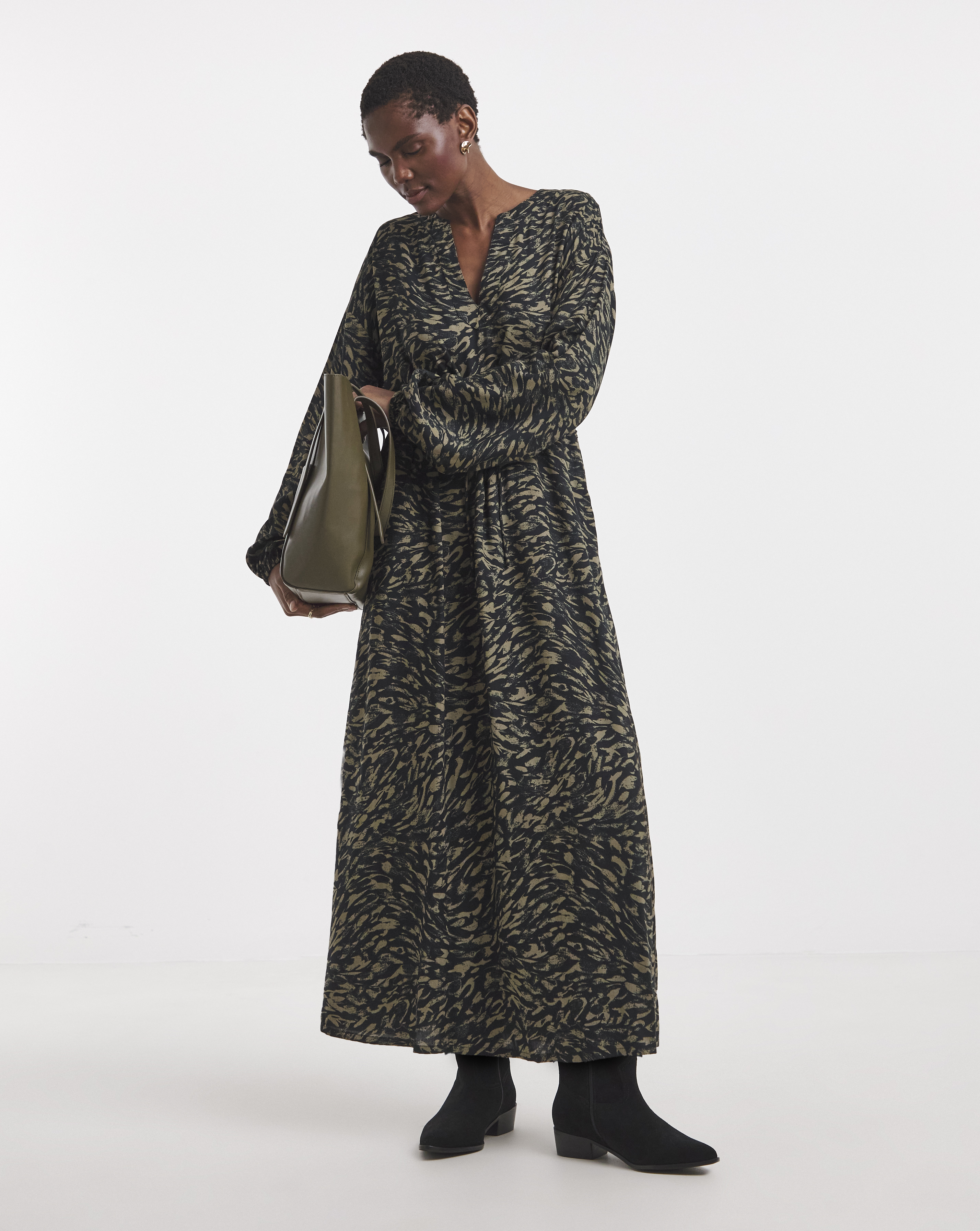 Long Sleeve Printed Maxi Dress