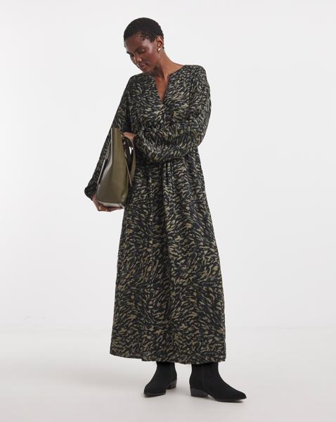 Long Sleeve Printed Maxi Dress