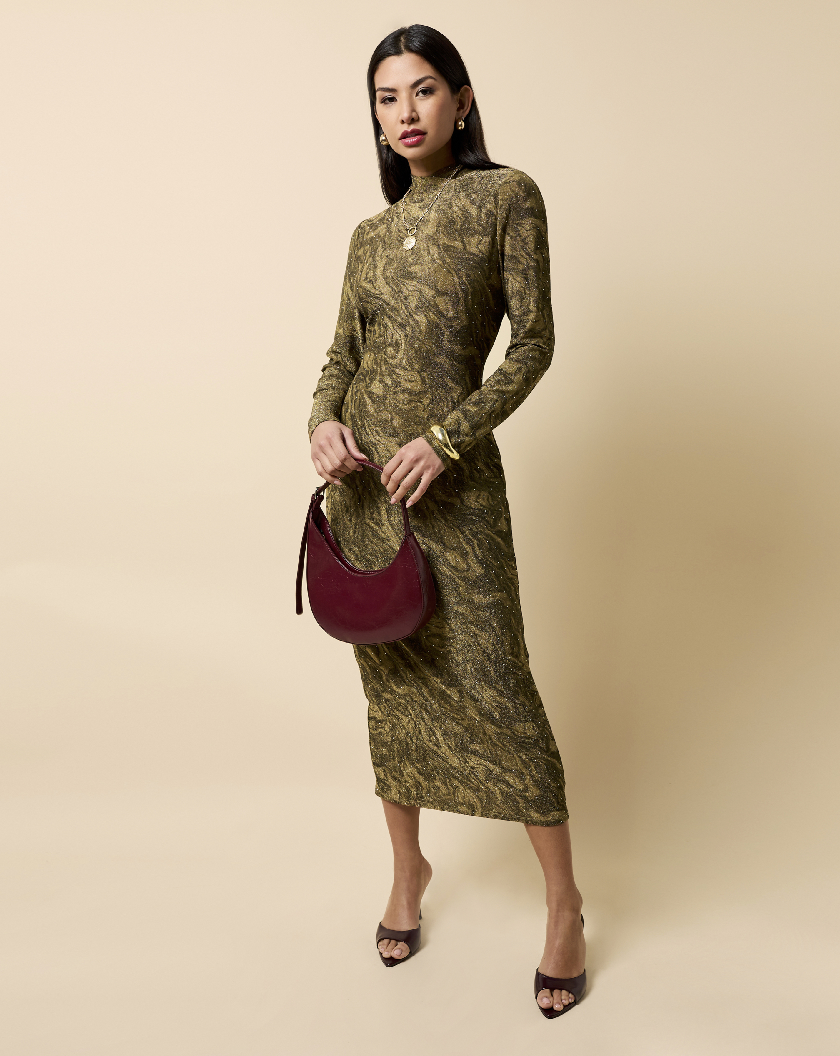 Little Mistress Metallic Midaxi Dress