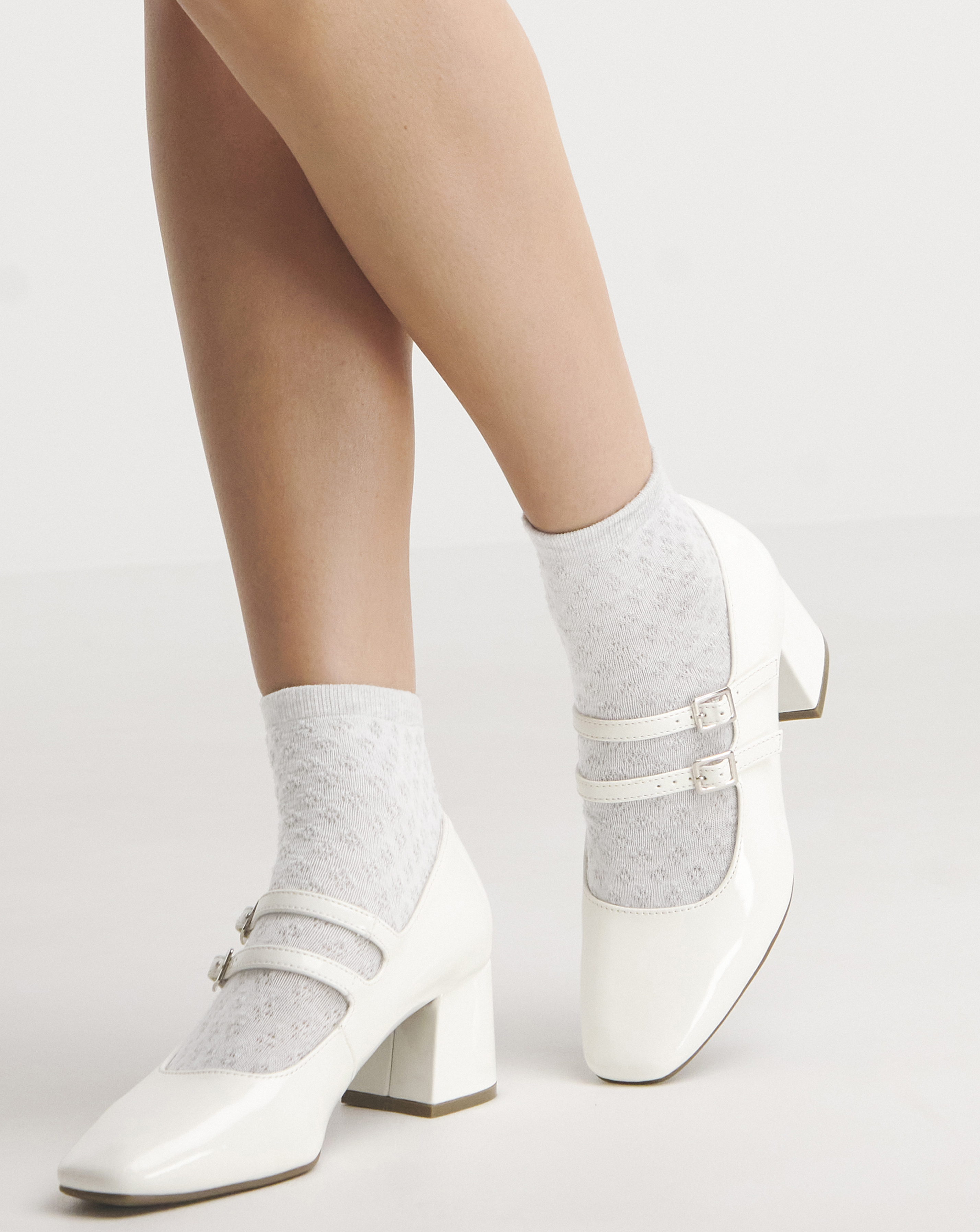 Mary Jane Block Heeled Shoes Wide Fit