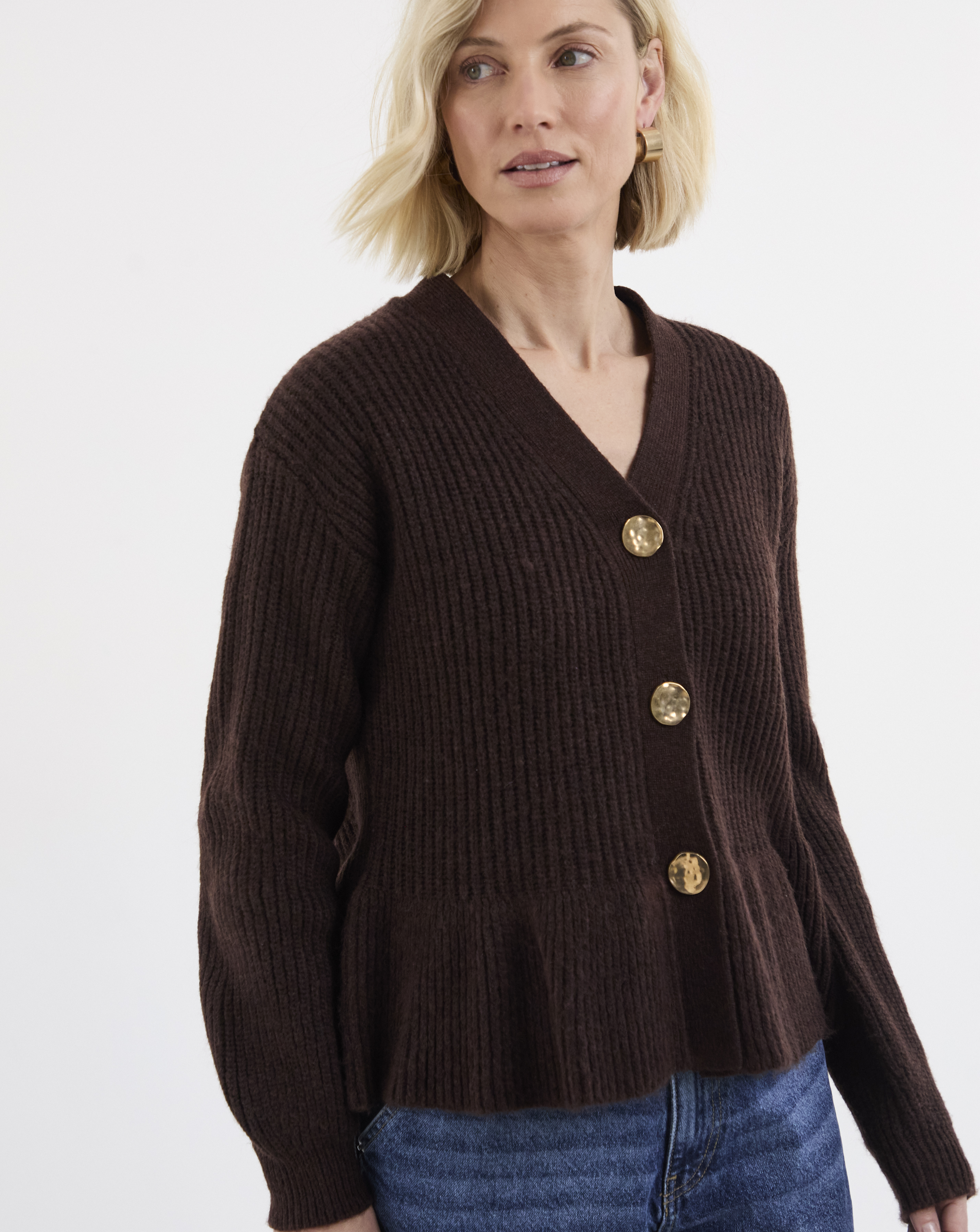 Peplum Knit Cardigan