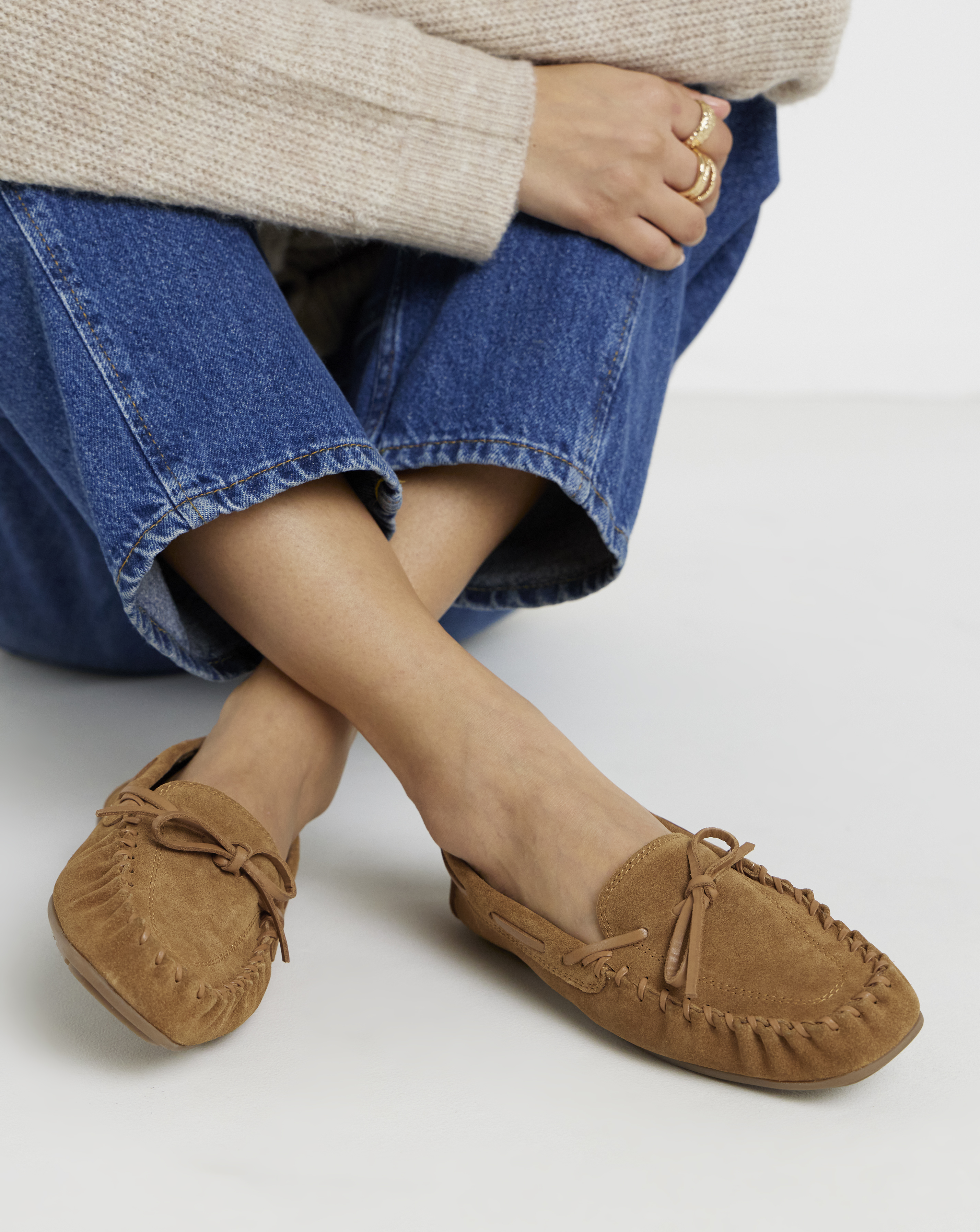Puckered Whipstitch Detail Loafers Wide