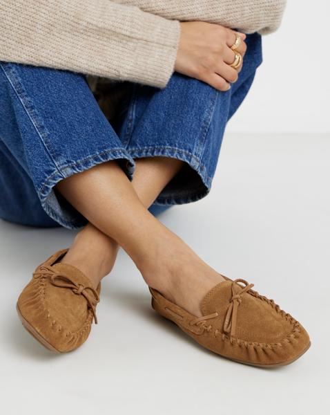 Puckered Whipstitch Detail Loafers Wide