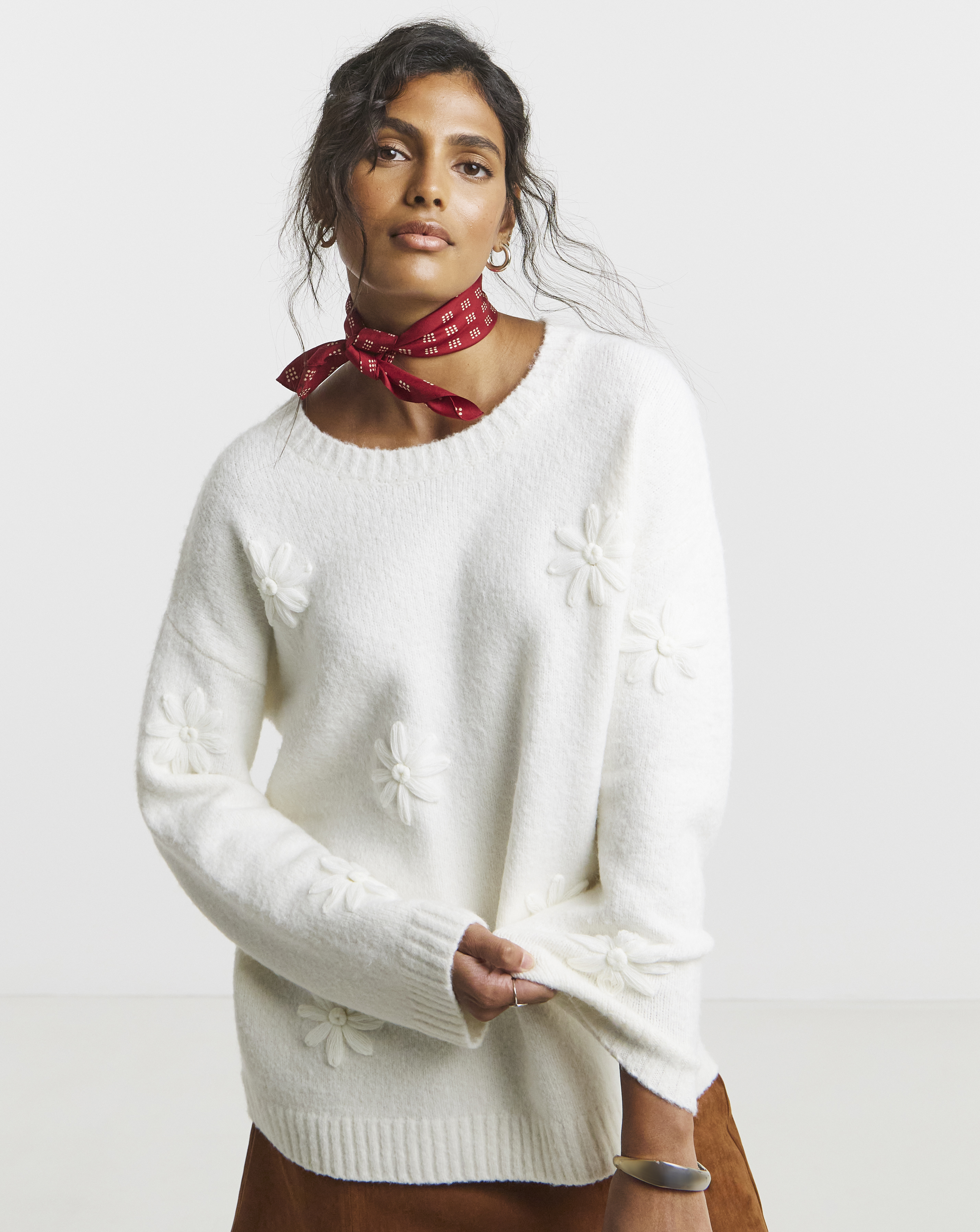 Embroidered Floral Knitted Jumper