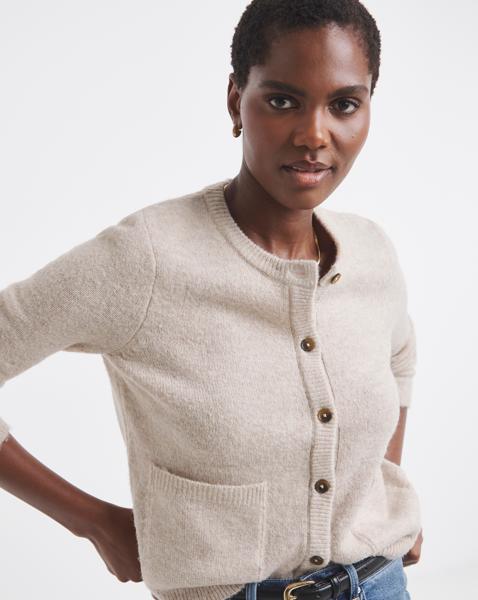 SPONGE CREW NECK CARDIGAN