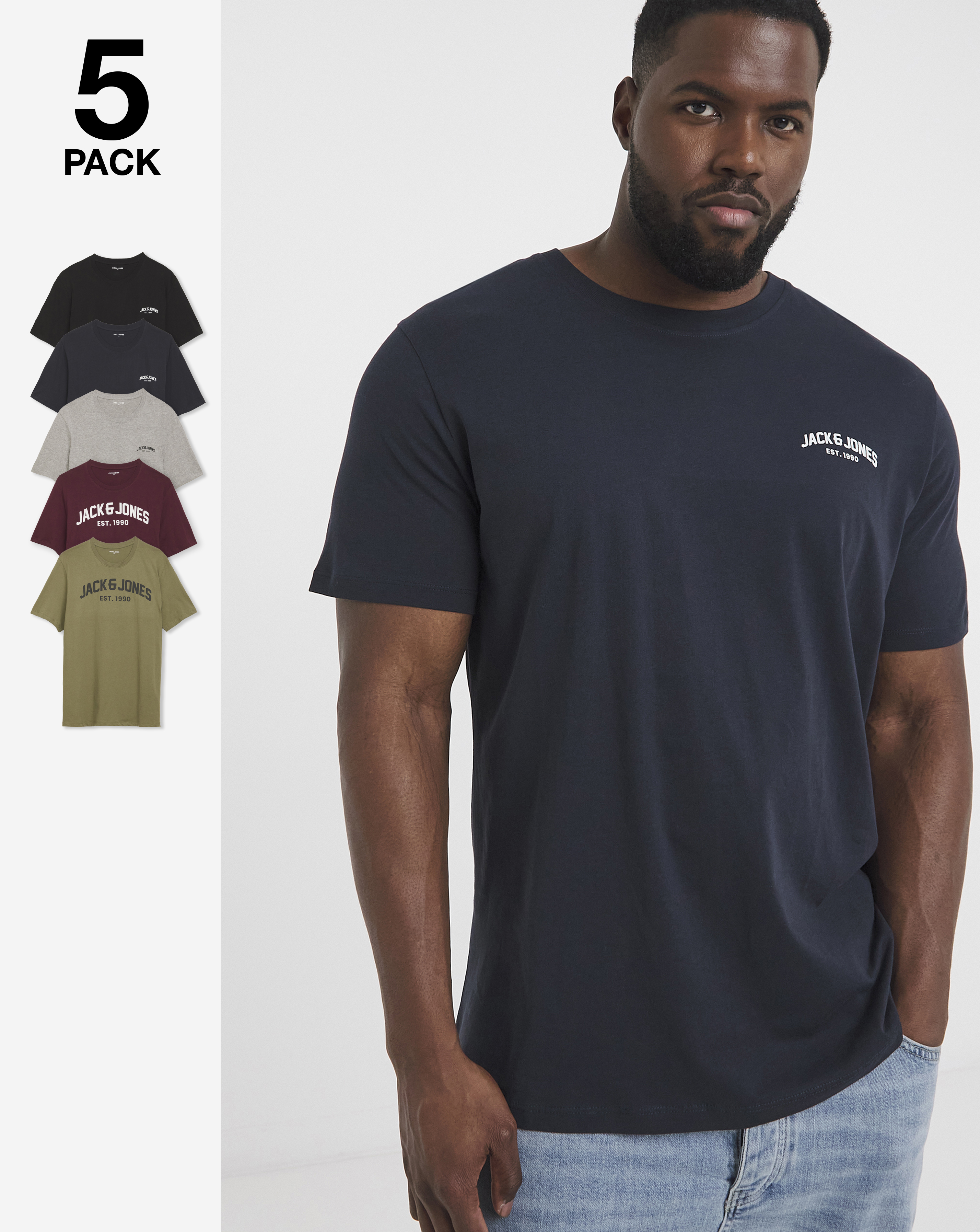 Jack & Jones Josh Logo T-Shirt 5 Pack