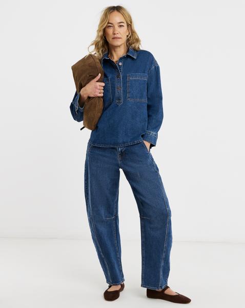 Dark Blue Stretch Tapered Jeans
