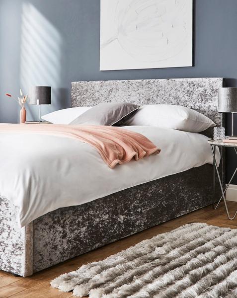 Hayden Crushed Velvet Bed with Mattress