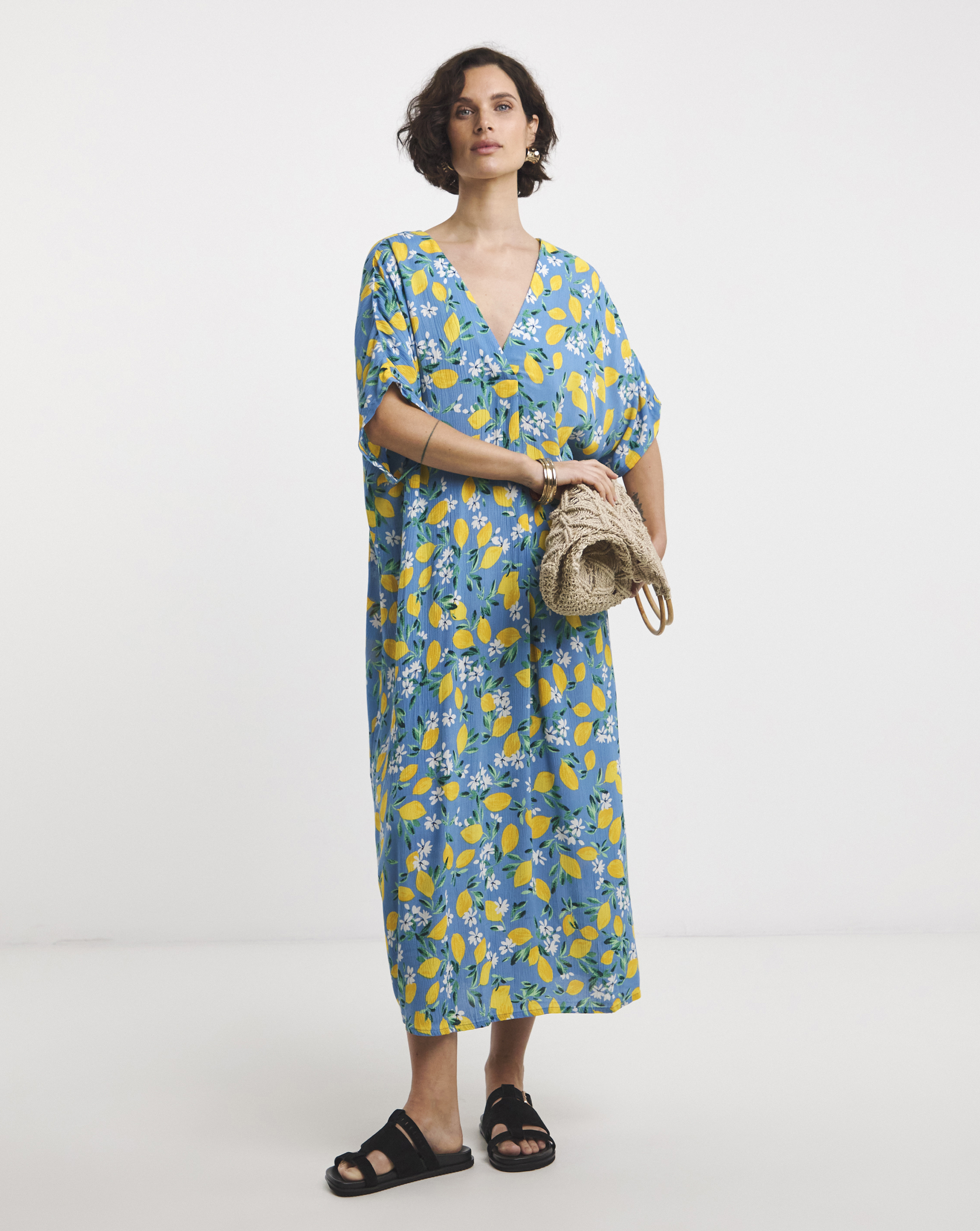 Crinkle Kaftan Overhead Midi Dress
