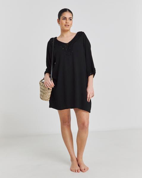 Hawaii Crochet Detail Mini Beach Dress