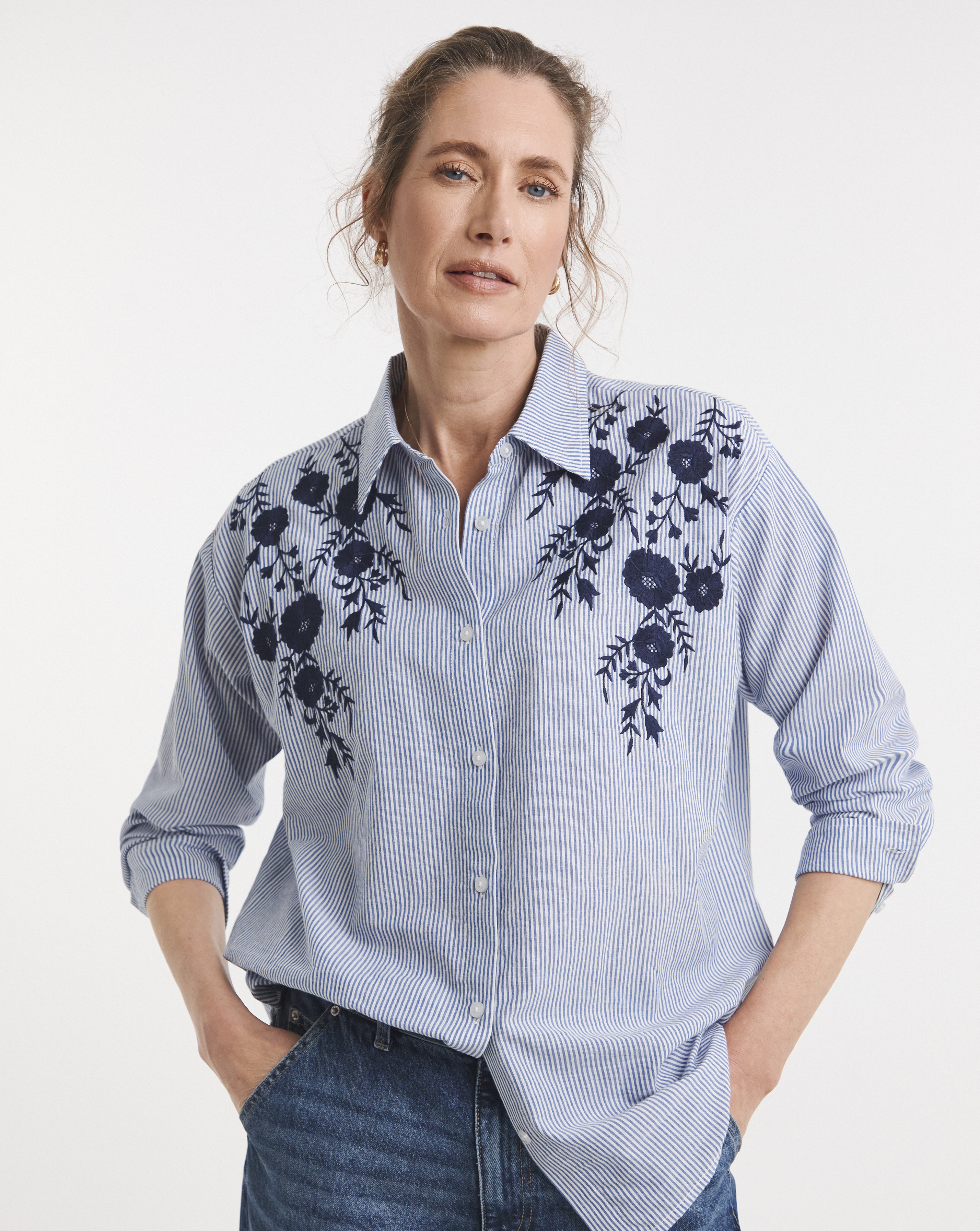 Embroidered Stripe Shirt