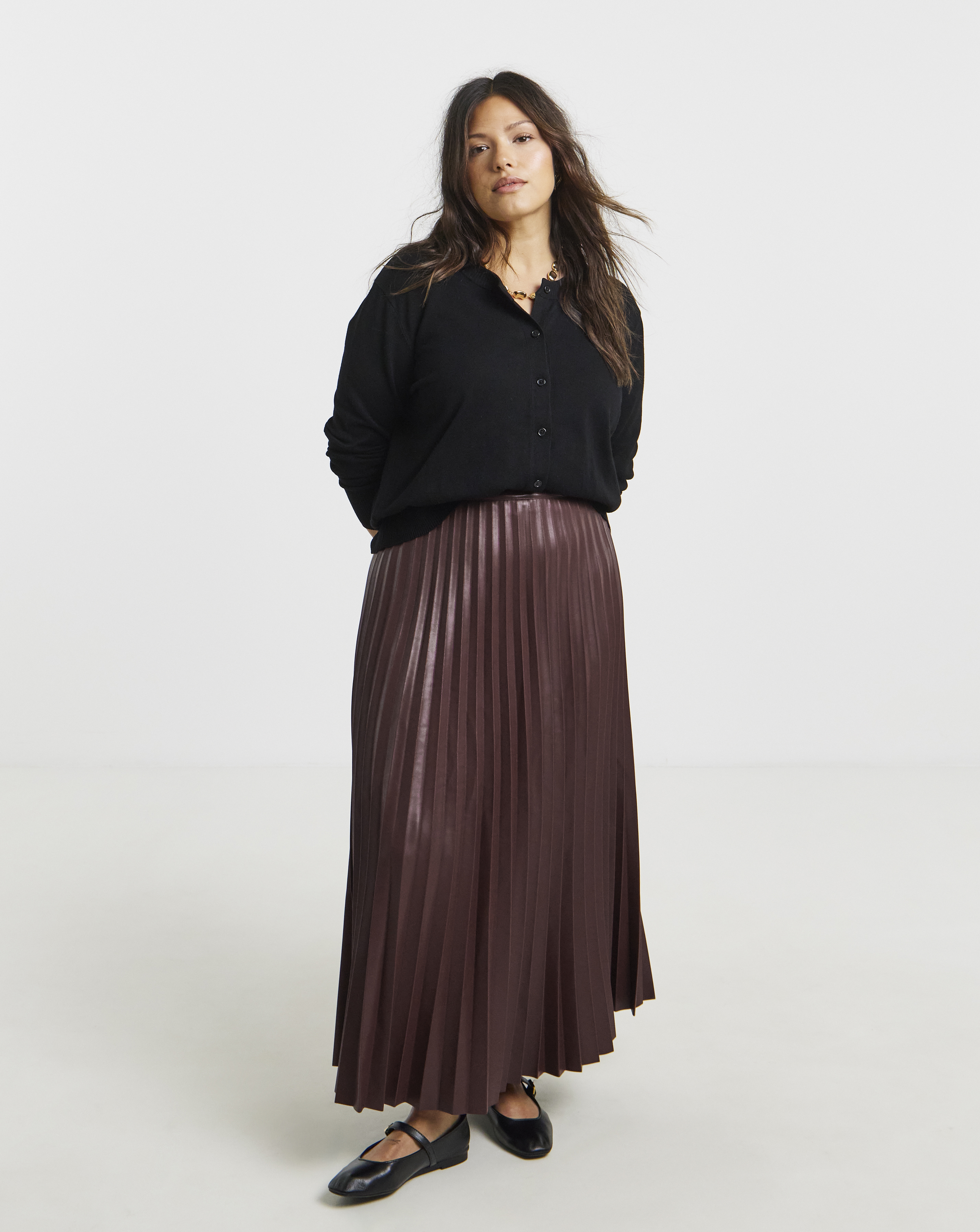 Simply Be Pu Pleated Midaxi Skirt