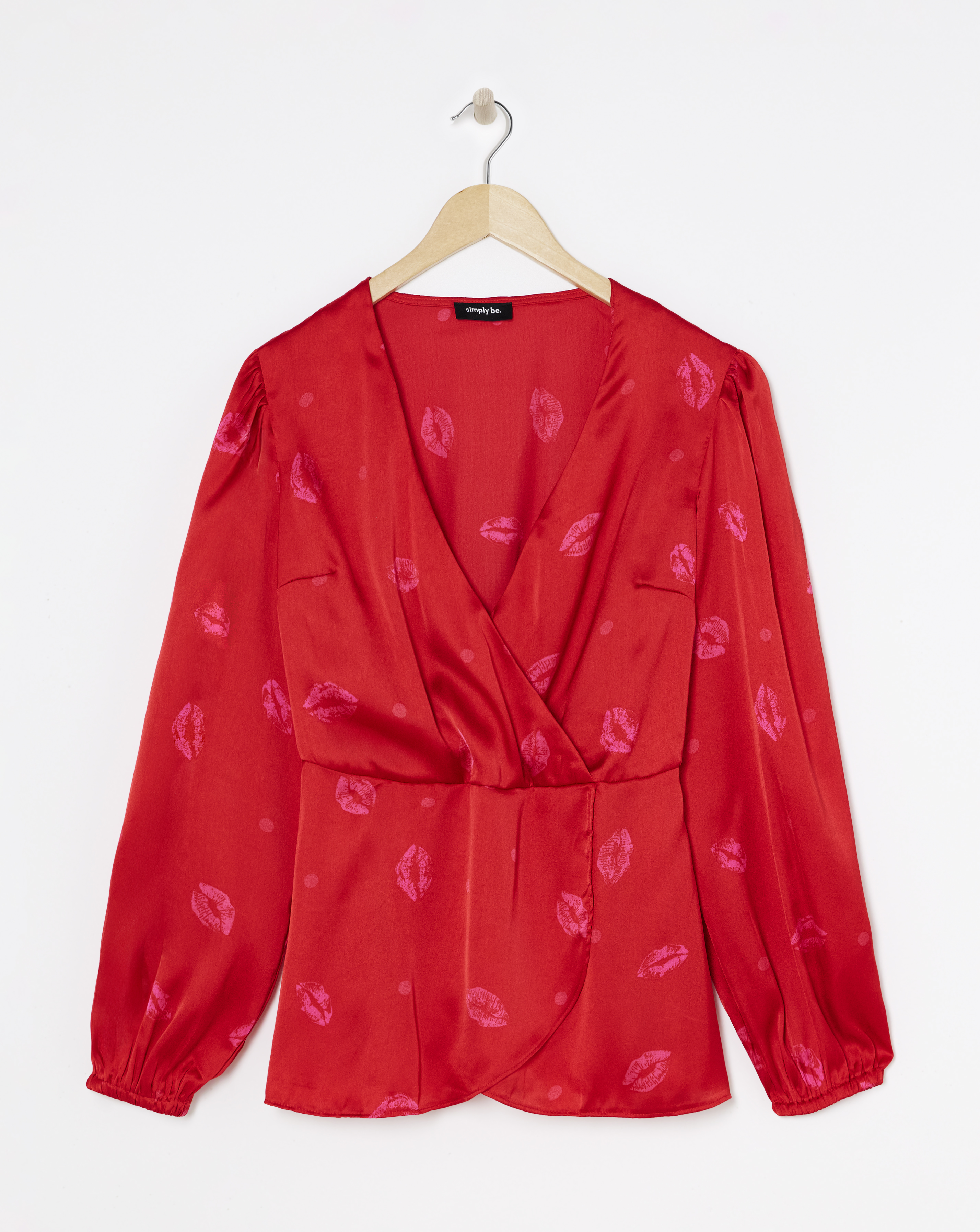 Pink Print Satin Peplum Blouse