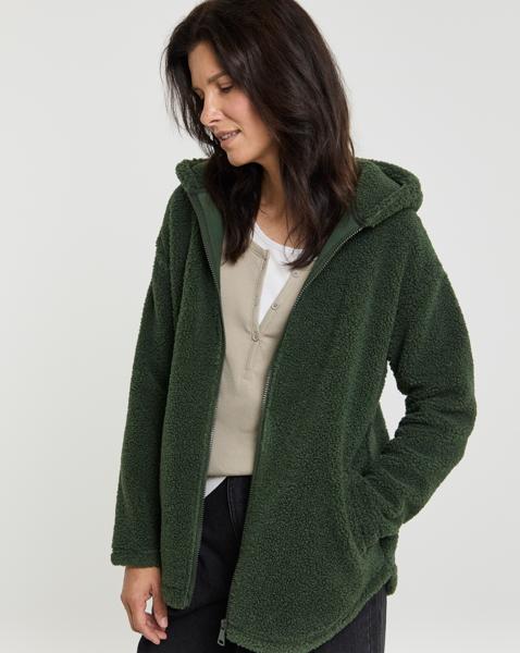 Borg Longline Zip Through Hoodie
