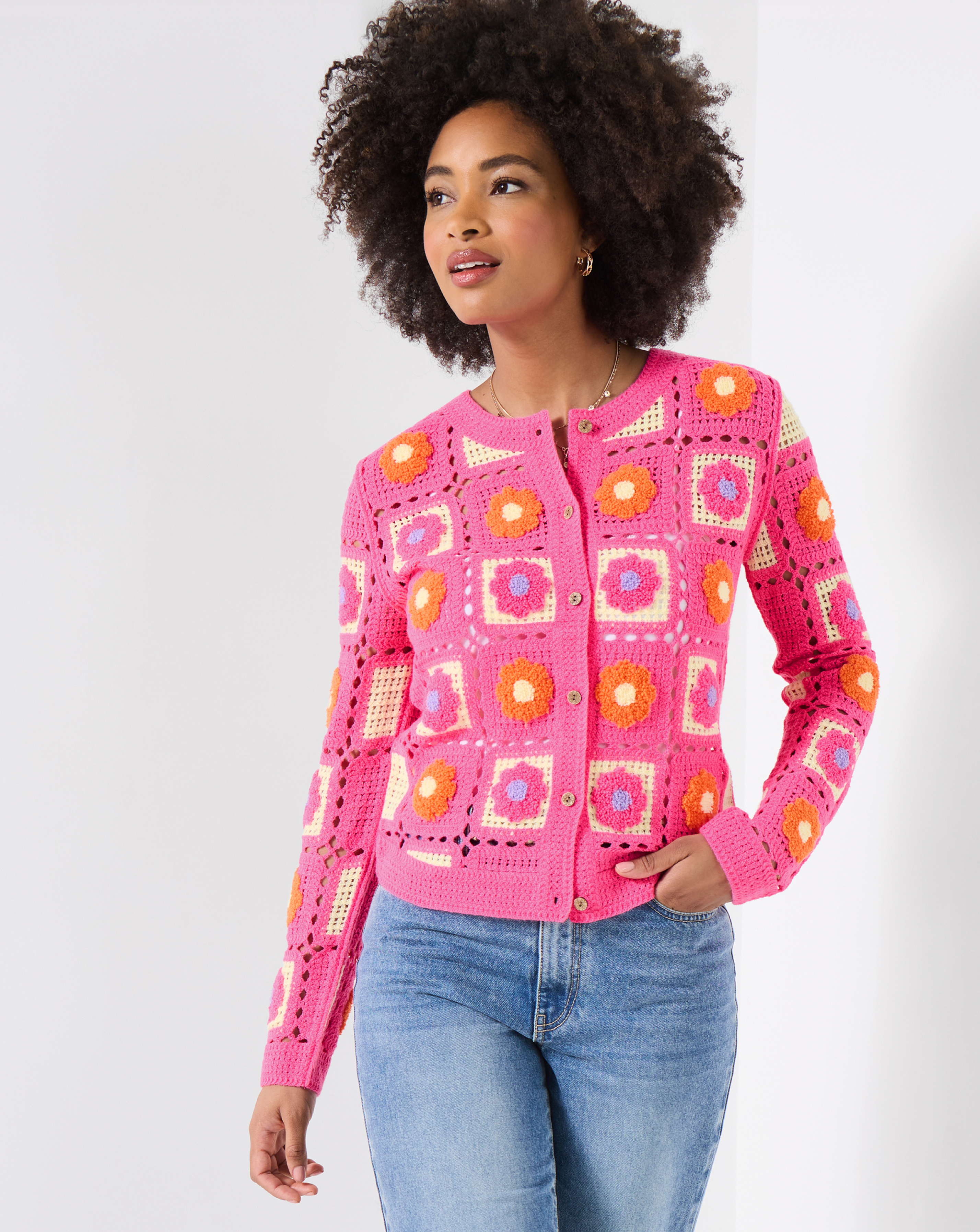 Fun And Floral Crochet Cardigan