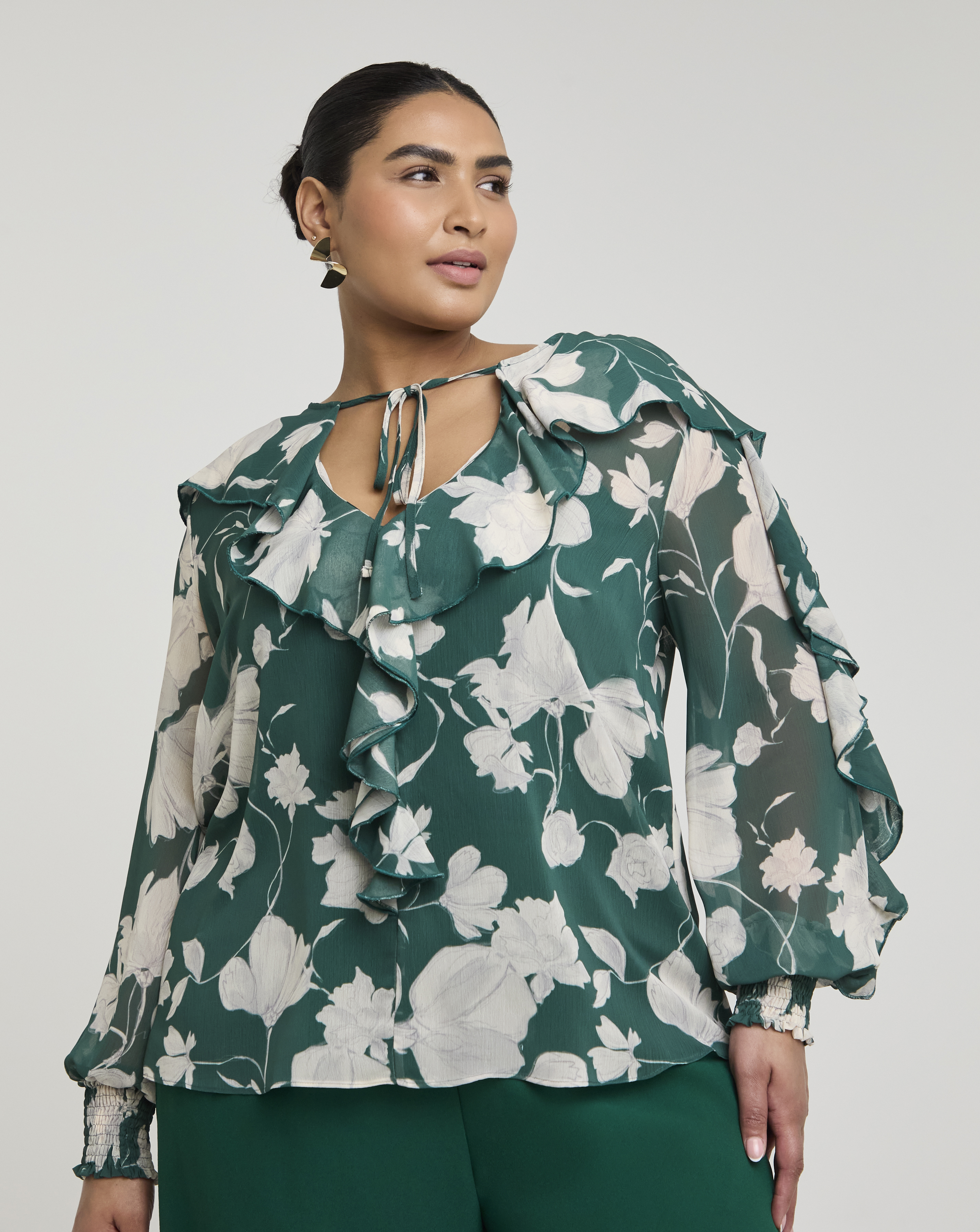 Joanna Hope Romantic Ruffle Blouse