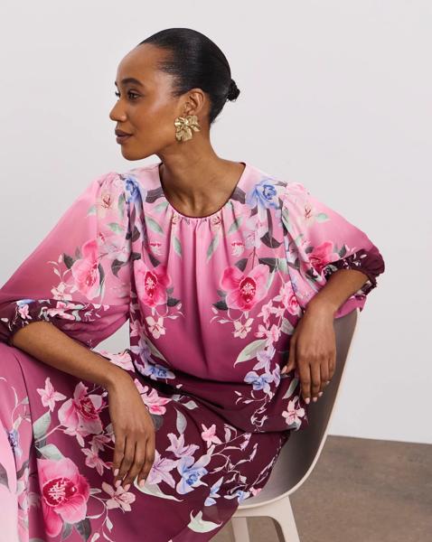 Joanna Hope Bubble Hem Blouse