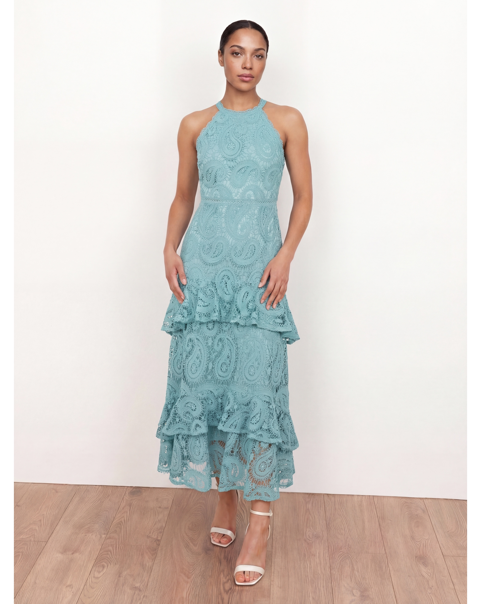 Maya Deluxe Lace Tiered Maxi Dress