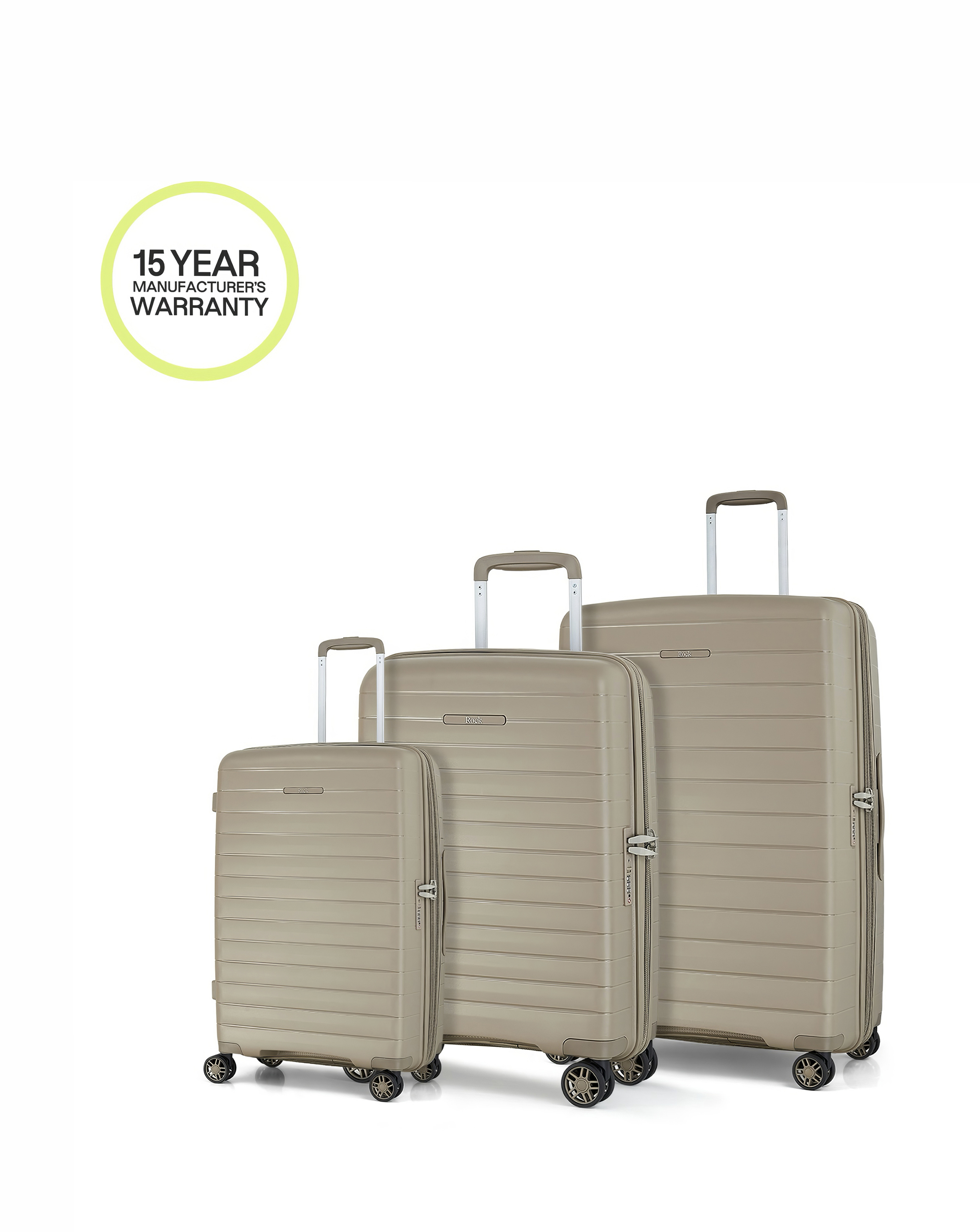 Rock Men's Champagne Palma 3Pc Suitcase Set Size 3