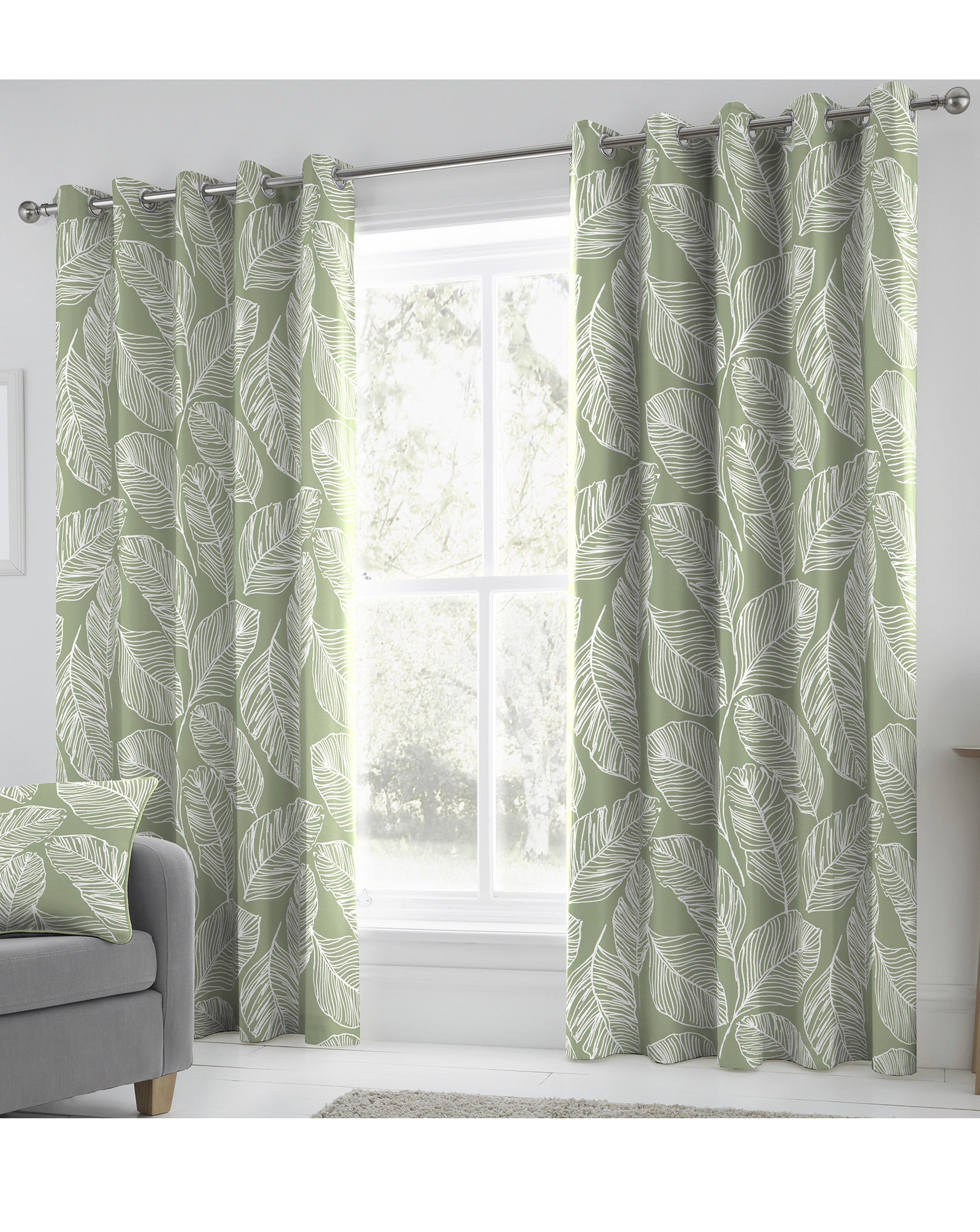 Dreams & Drapes Green Fusion Matteo Eyelet Curtains Size 117 X 183Cm