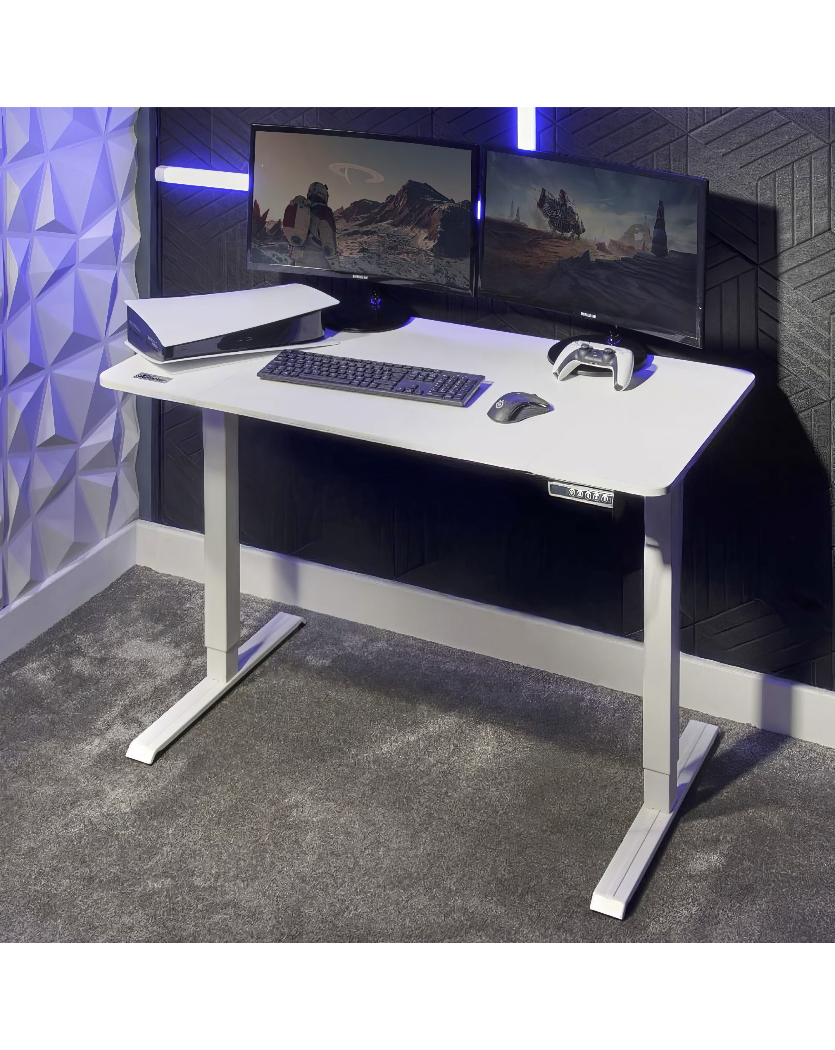 X Rocker White Ascend Height Adjustable Desk 71Cm