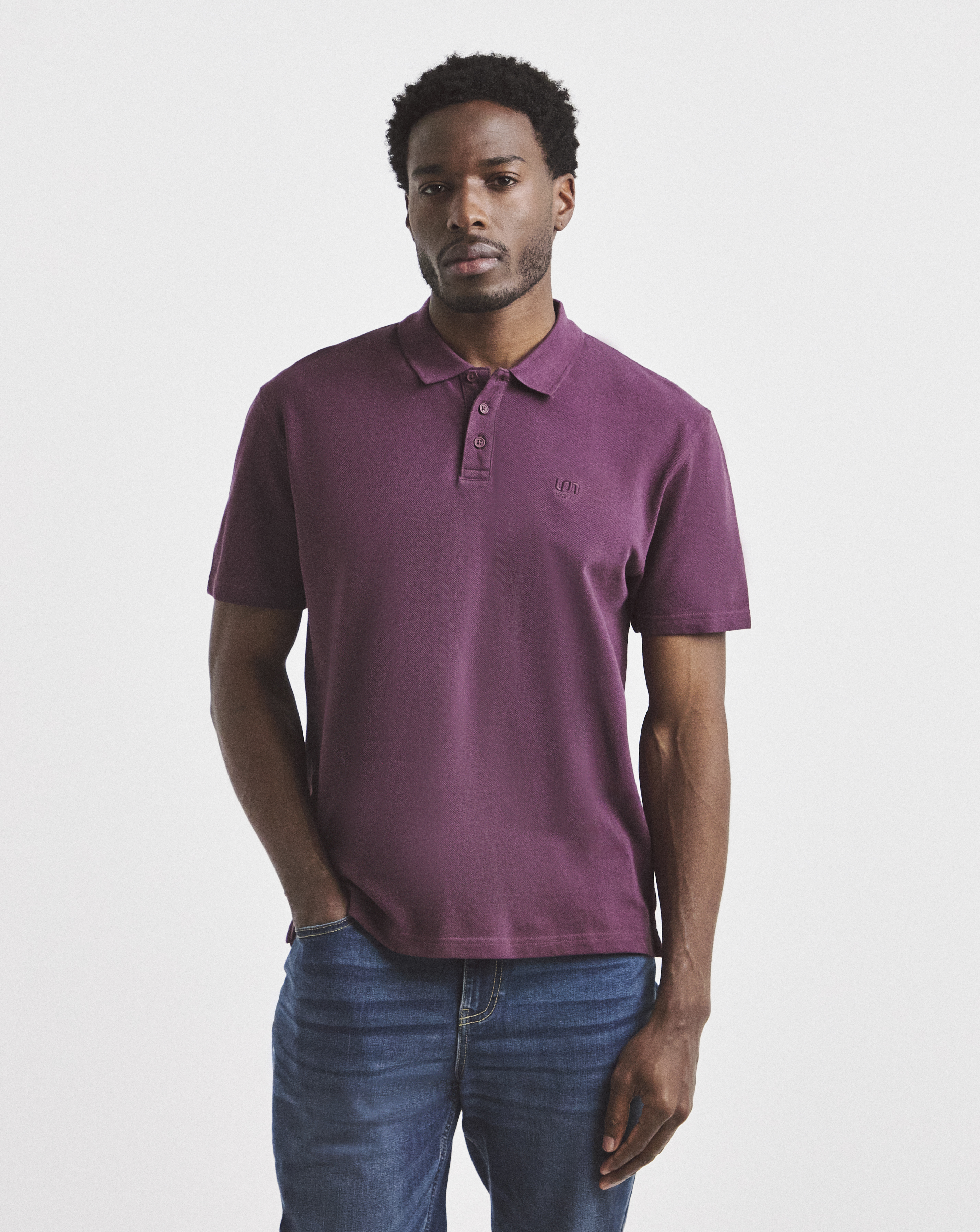 Union Relaxed Fit Pique Polo - Plum