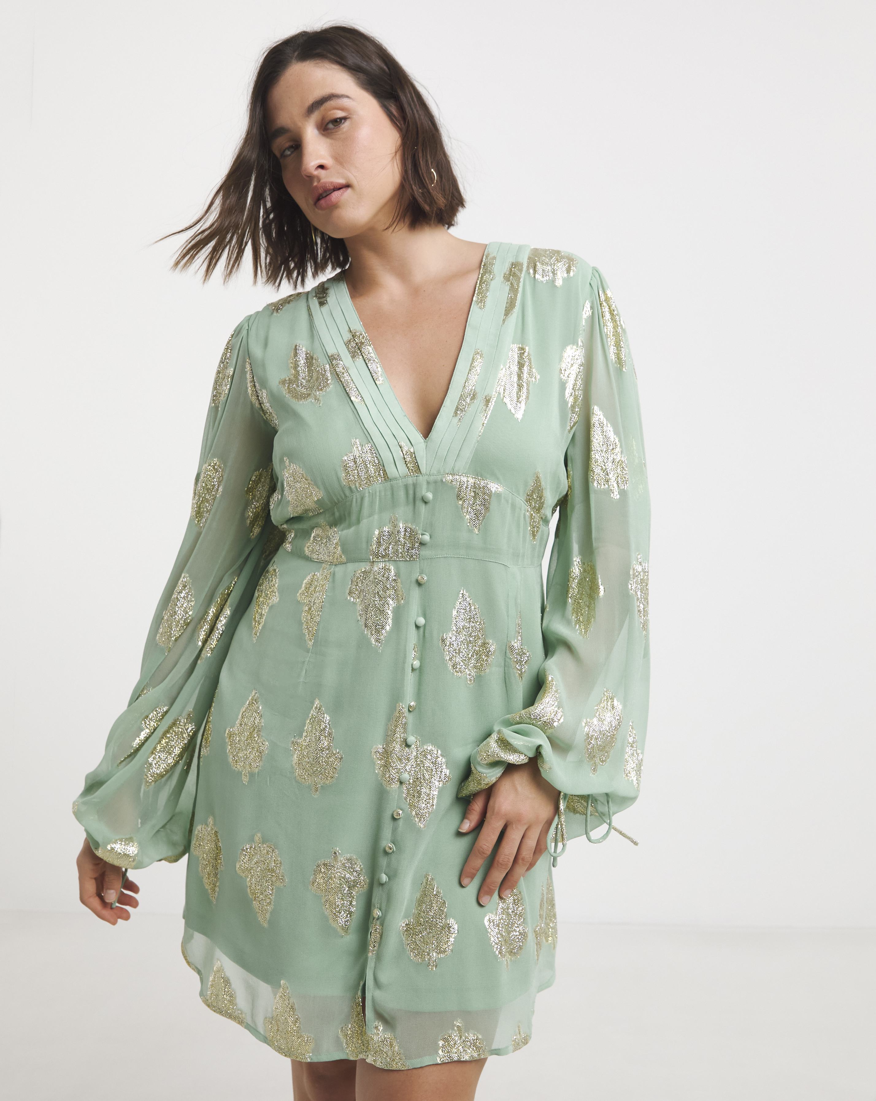 Simply Be - Women's Sage Jacquard Skater Dress - Size 20 - Sage