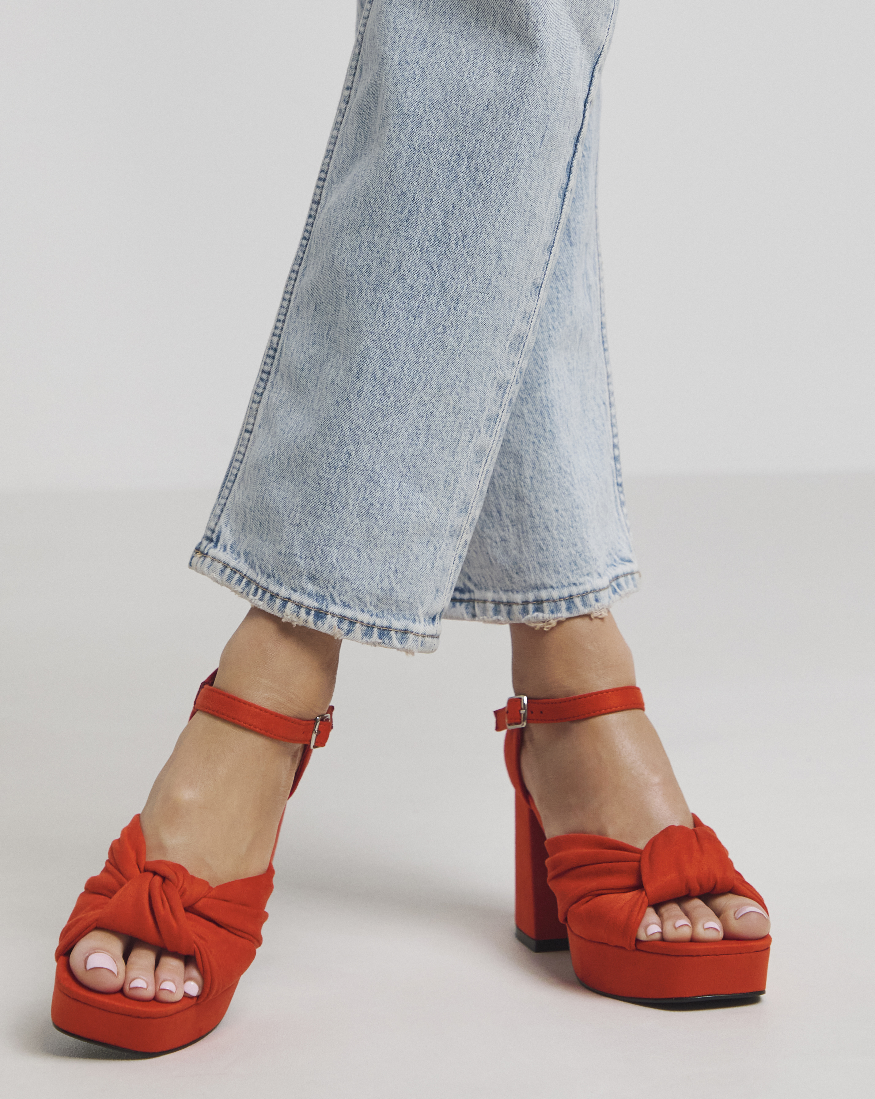 Knot Detail Platform Sandal Ex Wide Fit