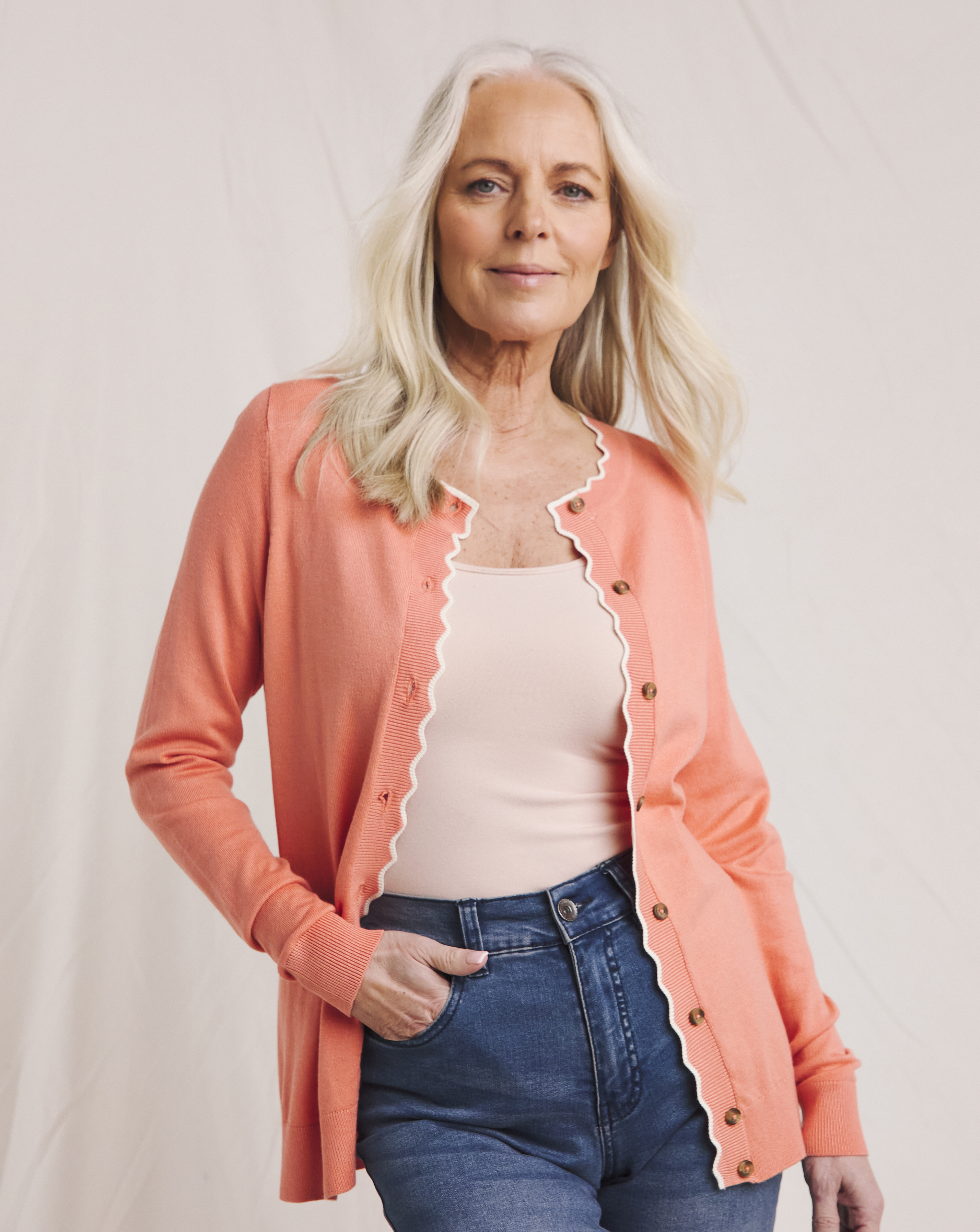 Julipa Scalloped Button Down Cardigan
