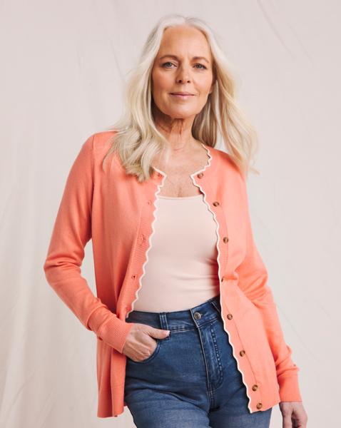 Julipa Scalloped Button Down Cardigan