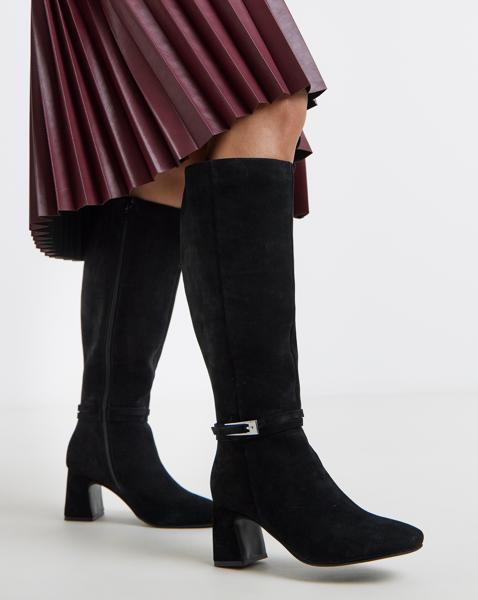 Heeled Leather Knee High Boot Wide SC