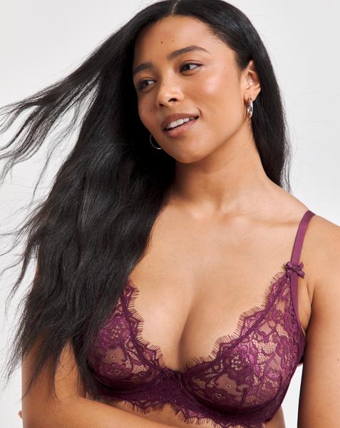 Figleaves Pulse Underwired Plunge Bra In Purple | UK Size 32B Women's